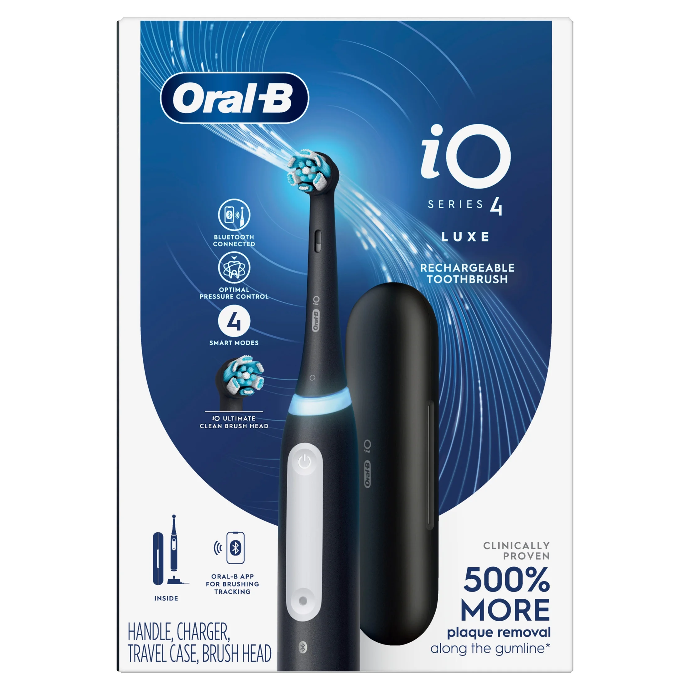 Oral-B iO Series 4 Electric Toothbrush with (1) Brush Head, Rechargeable, Black - Image 8