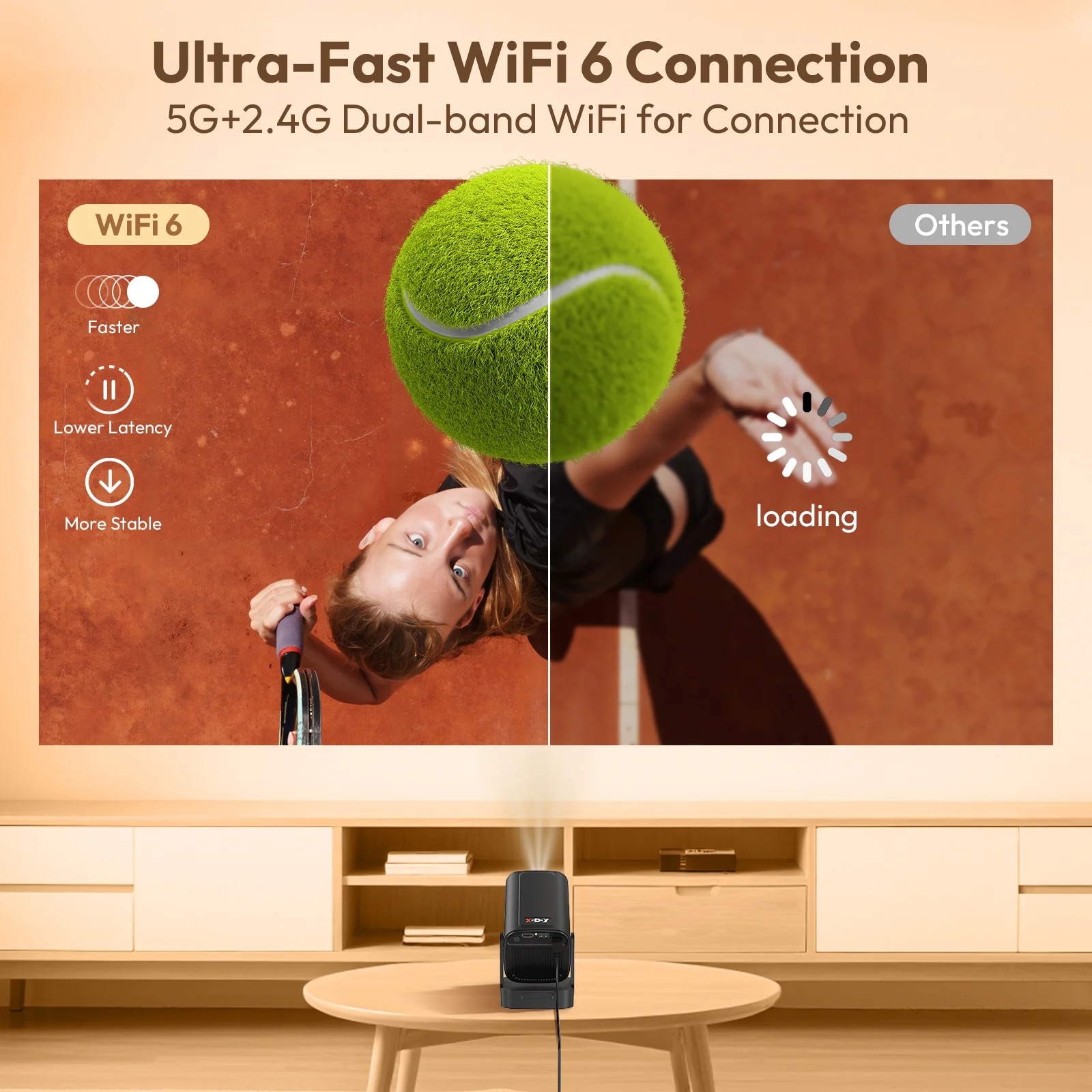 XGODY Gimbal 5 Pro Wifi, 5G, Bluetooth Mini Projector, 1080P/4K, LCD, with Accessories, Black, 1 Count - Image 4