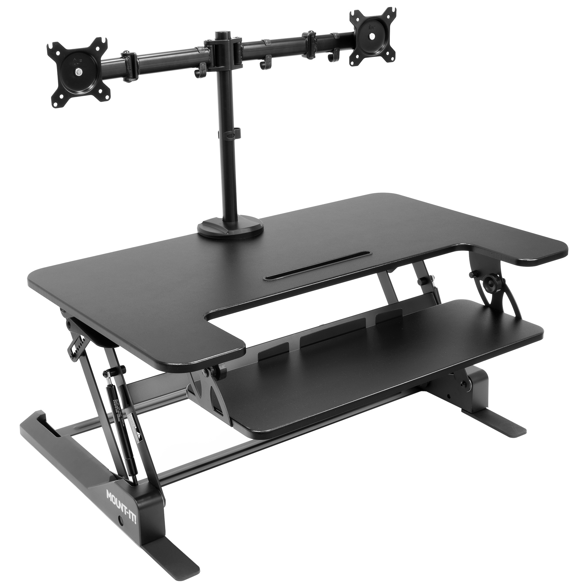 Mount-It! Standing Desk Converter with Dual Monitor Mount, 36 inch Platform, Fits Up To 32" Monitors - Image 4