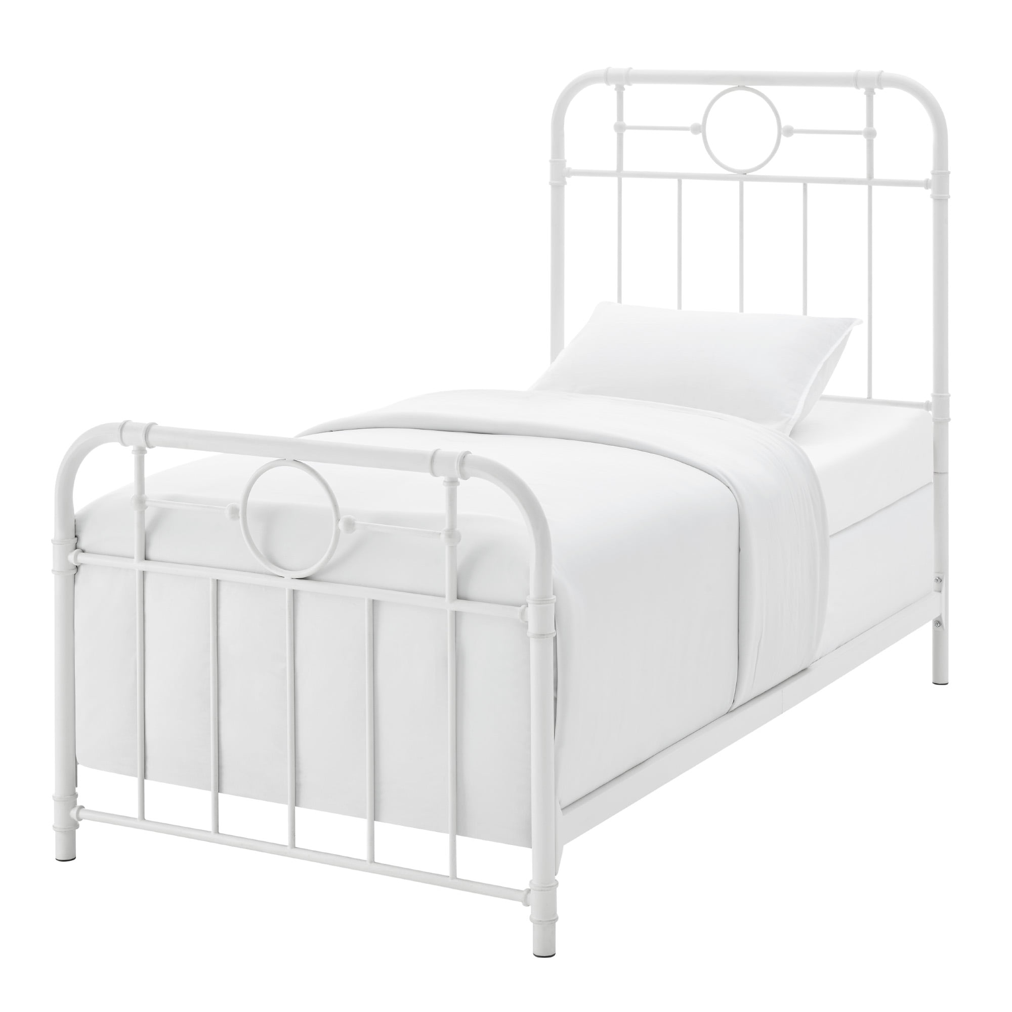 Walker Edison Vintage Industrial Twin Metal Bed Frame, White - Image 8