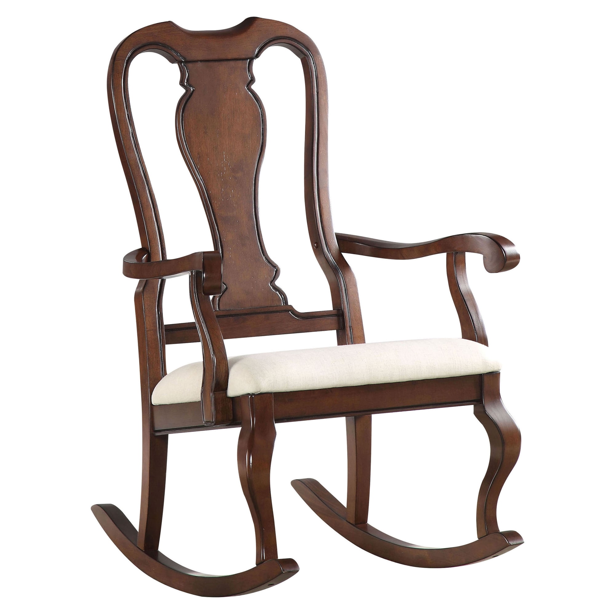 ACME Sheim Wooden Arm Rocking Chair in Beige and Cherry - Image 4