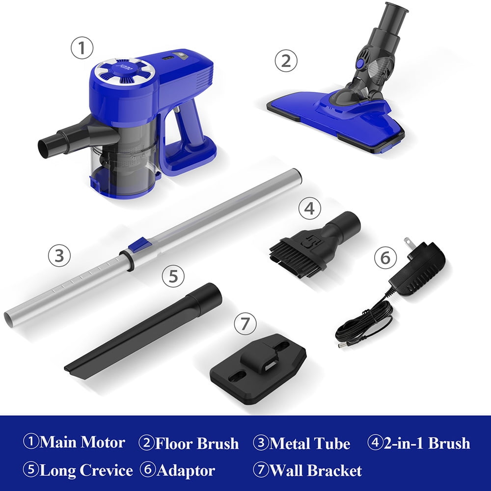 YOMA Cordless Vacuum Cleaner, 2200mAh Battery Stick Vacuum, Handheld Vacuum for Pet Hair Hard Floor, Lightweight 77CM Retractable Metal Tube, Blue - Image 6