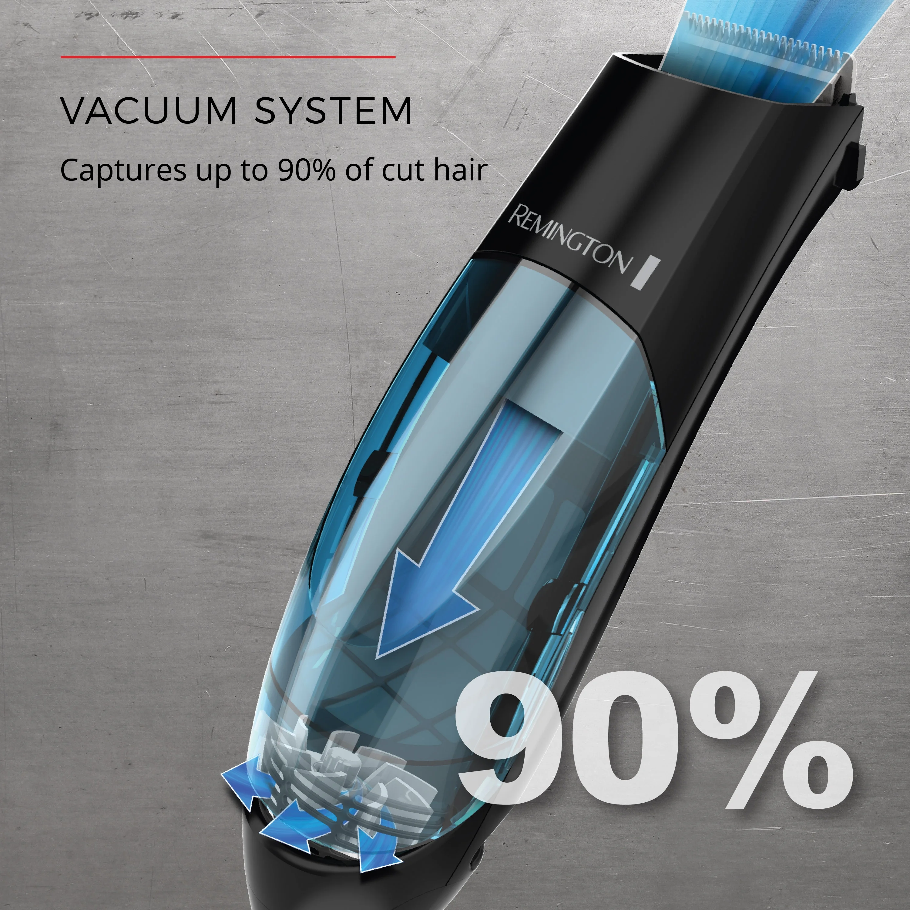 Remington Vacuum Trimmer and Hair Clipper, 18-Piece Vacuum Haircut Kit, Easy Cleanup, HKVAC2000B| Blue - Image 9