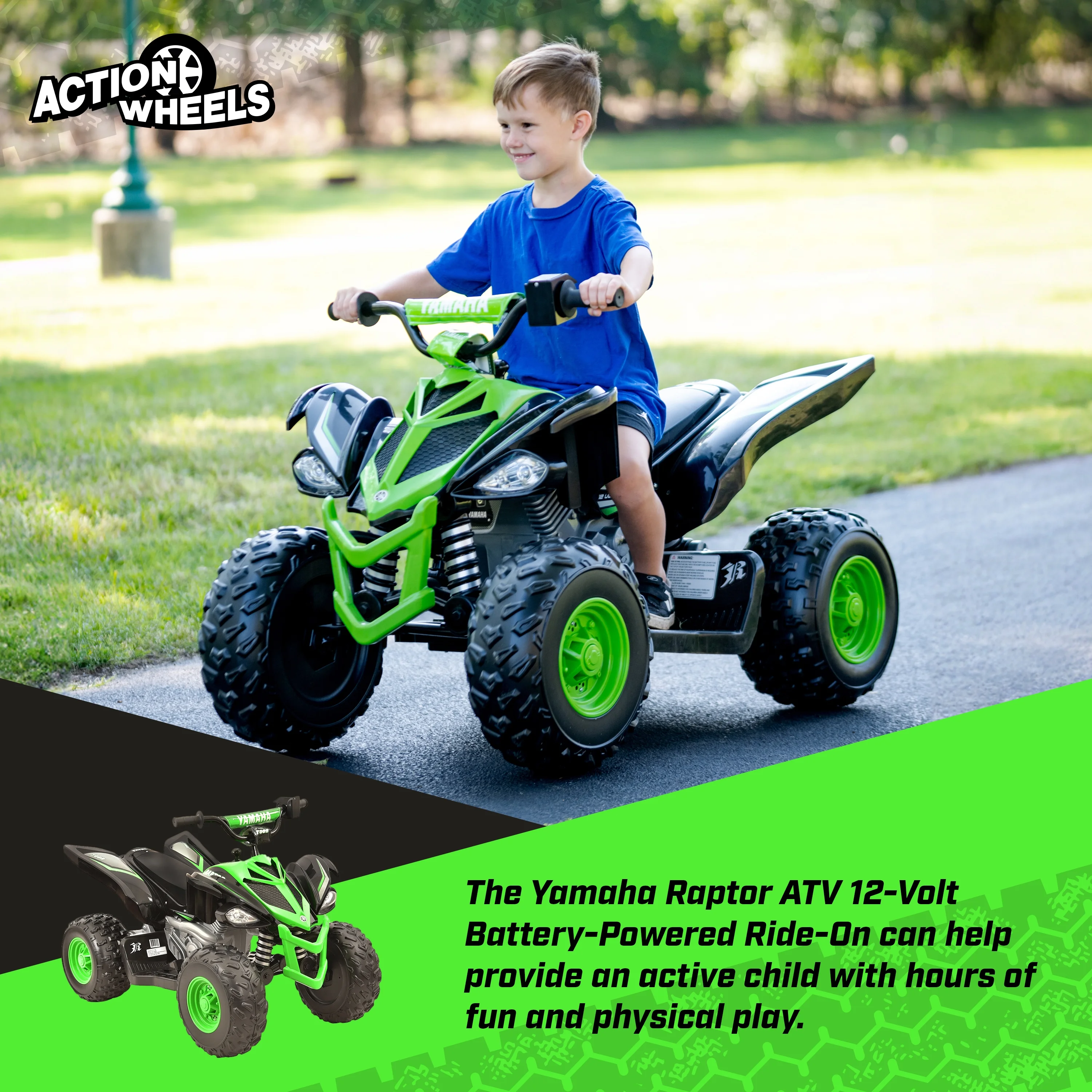 Yamaha Raptor 12V ATV Ride-on, Ages 3+, Speeds Up to 5 MPH, Includes Battery and Charger - Image 7