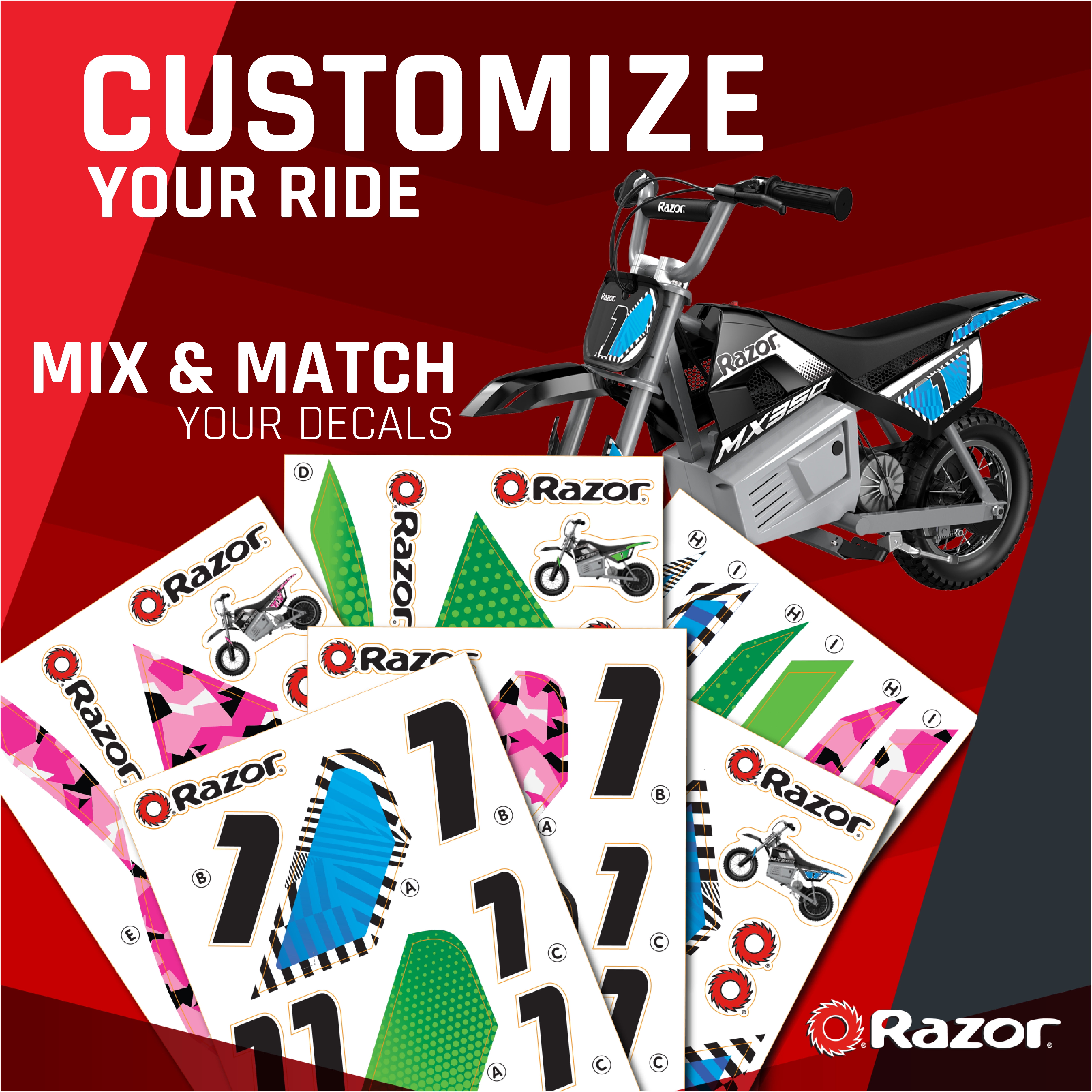 Razor Dirt Rocket MX350 - Black with Decals, up to 14 mph, 24V Electric Dirt Bike for Child 8+ - Image 10