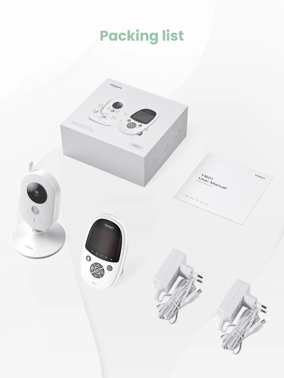 YOTON Video Baby Monitor with Camera, Auto Night Vision, 2 Way Talk, Lullabies with 2.4 GHz, White - Image 8