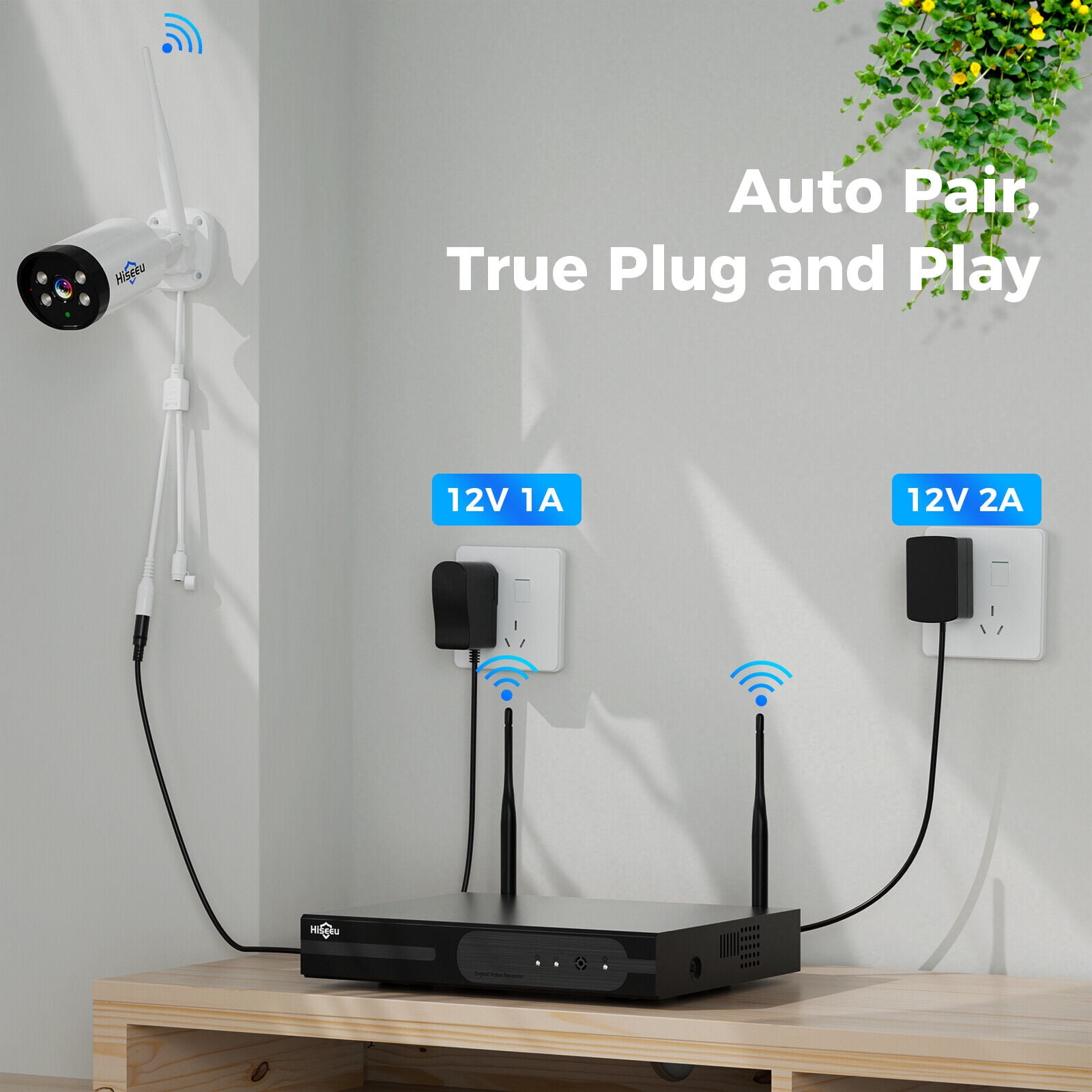 Hiseeu 3MP Wireless Wi-Fi Security Camera System, Color Night Vision, Motion Detection,2- Way Audio,IP66 Waterproof, for Indoor Outdoor, No HDD - Image 4