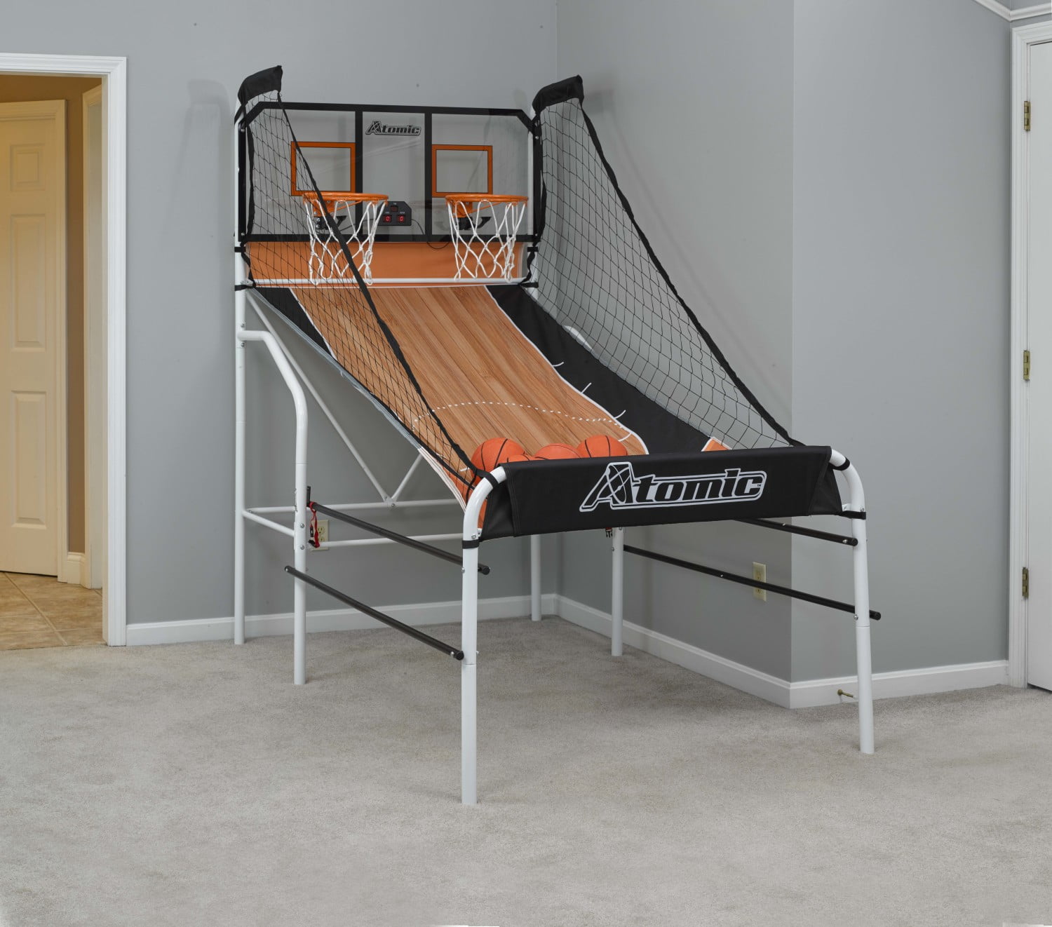 Atomic Slam Dunk Basketball Shootout Includes 4 Miniature Basketballs and Air Pump and Needle - Image 5