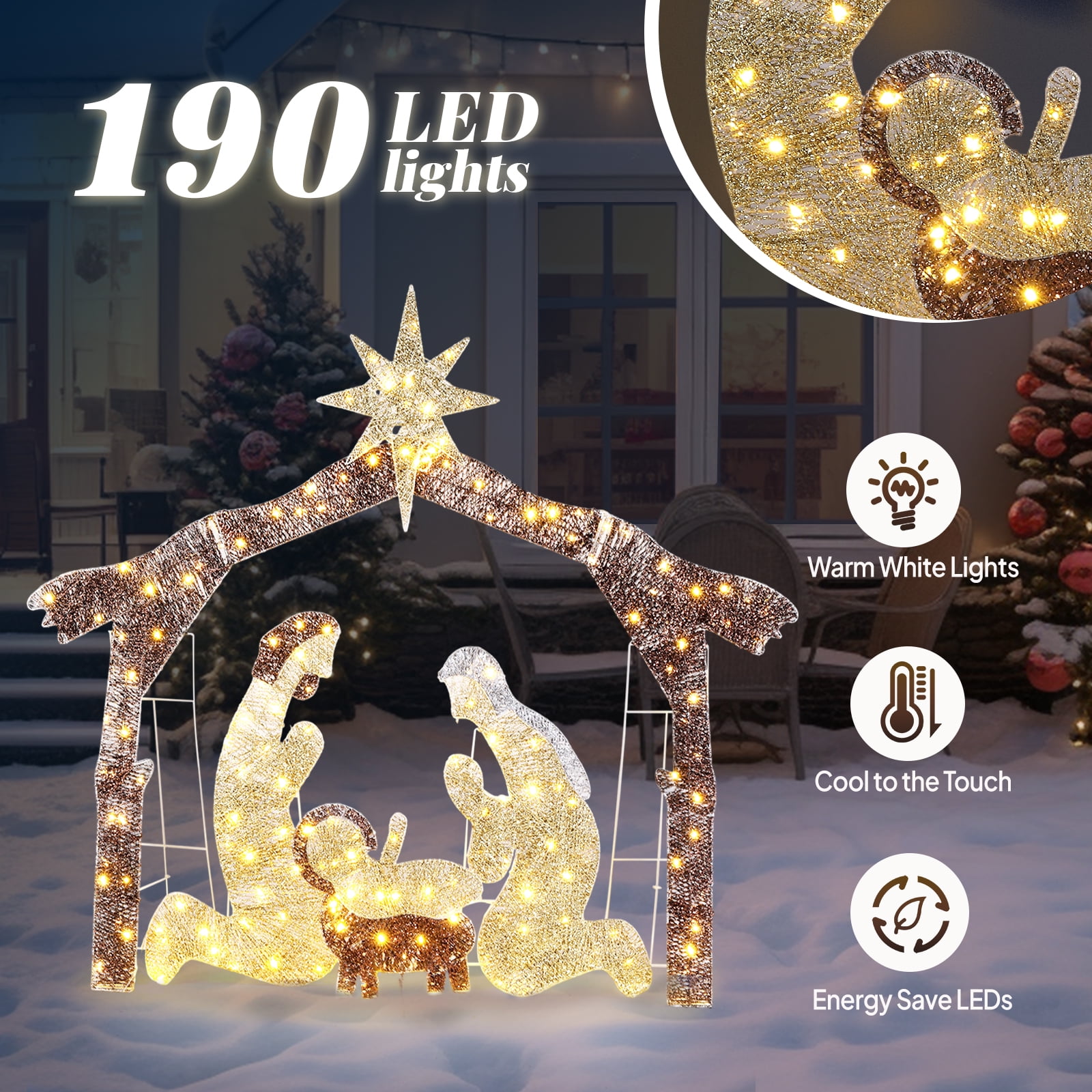 UBesGoo 6ft Light-Up Nativity Scene Christmas Decoration Nativity Christmas Outdoor Decor - Image 5