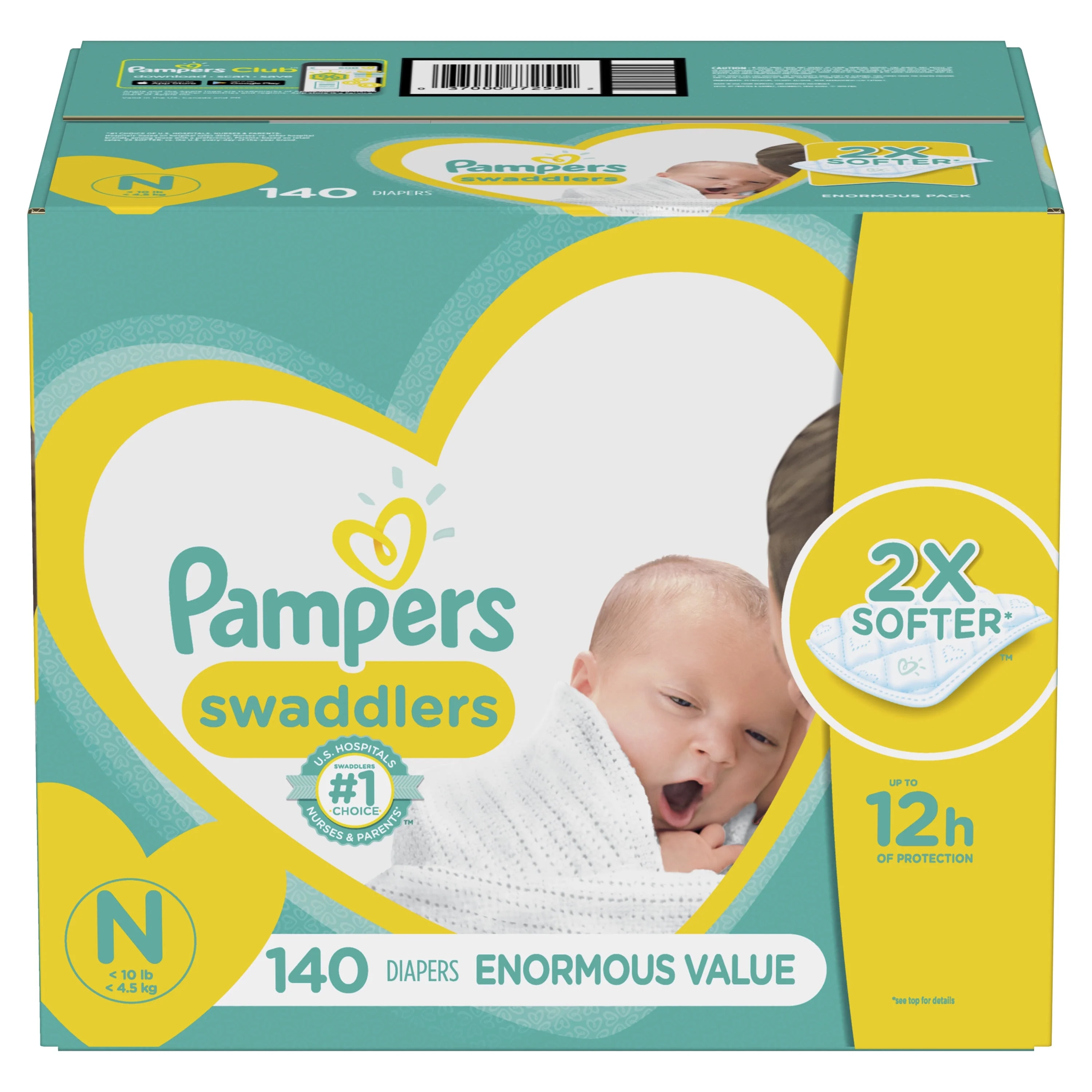 Pampers Swaddlers Soft and Absorbent Diapers, Size N, 140 Count - Image 6