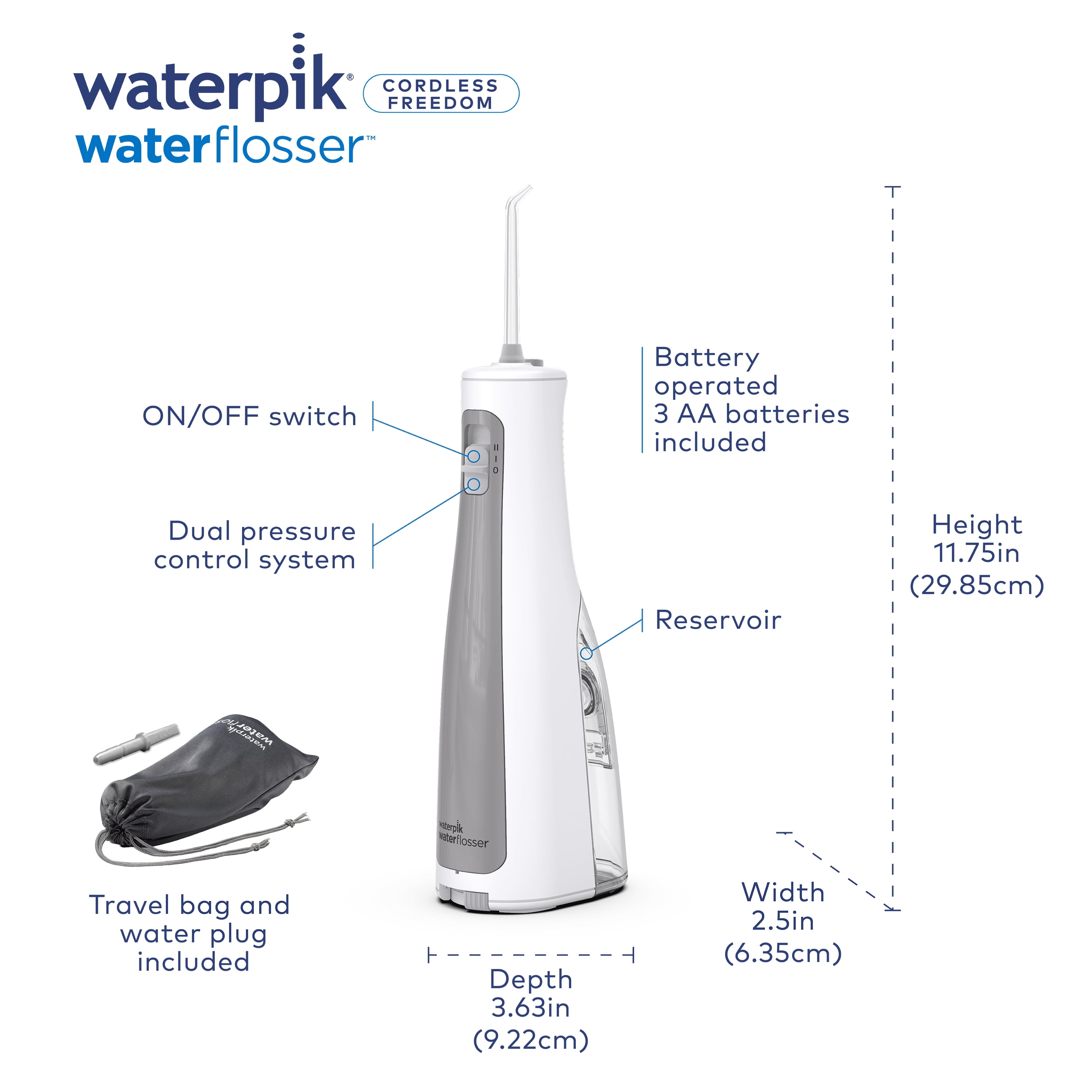 Waterpik Cordless Freedom Water Flosser, White WF-03 - Image 4