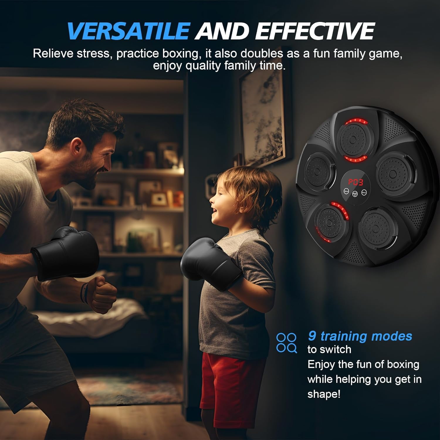 Music Boxing Machine, Rechargeable Boxing Equipment Wall Mount, Home Smart Boxing Target Workout Machine, Electronic Focus Agility Training Digital Boxing for Kids and Adults (with Boxing Gloves) - Image 7
