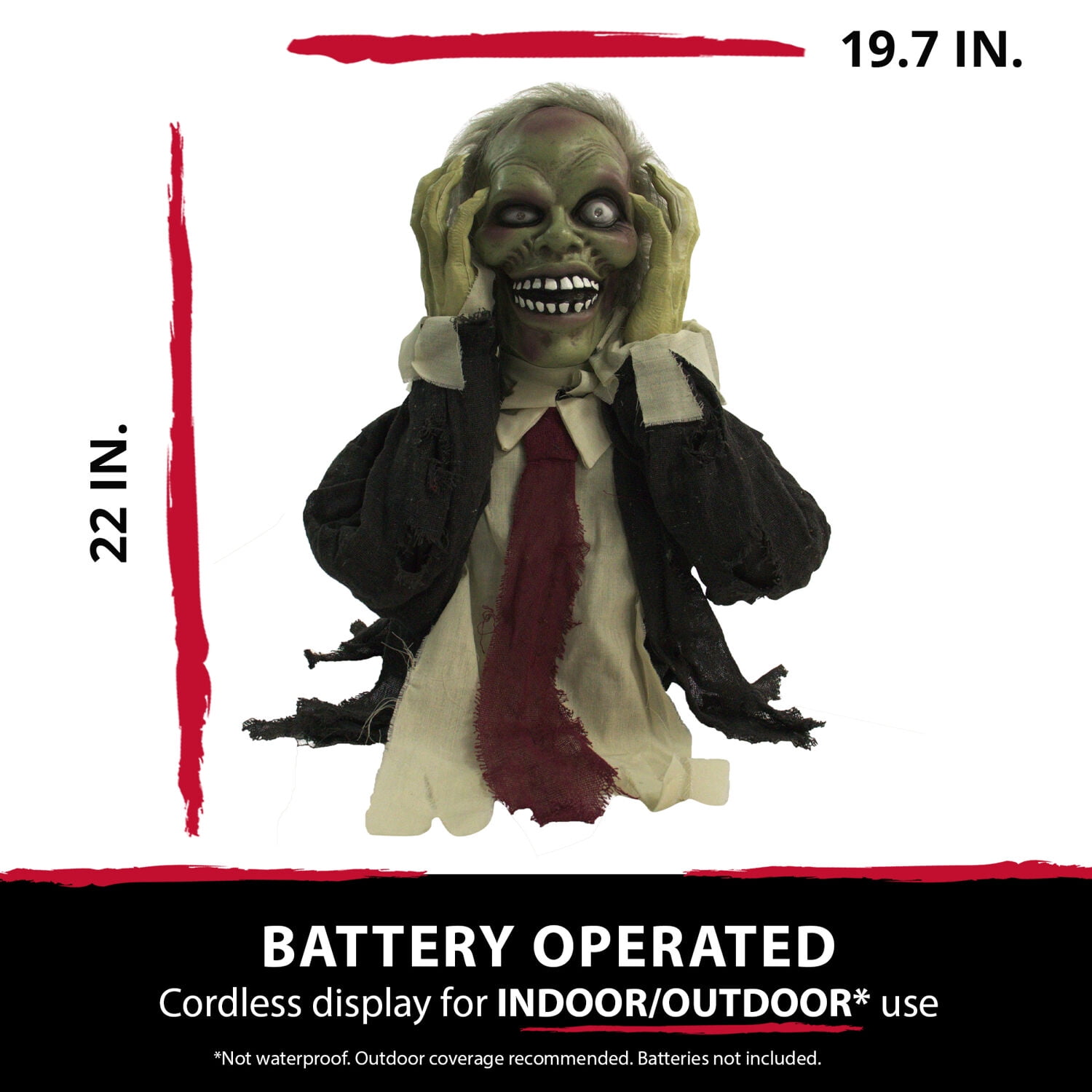 Haunted Hill Farm 20 in Pop-Up Animatronic Ghoul, Halloween Decor, HHFJZOMB-1LSA - Image 13