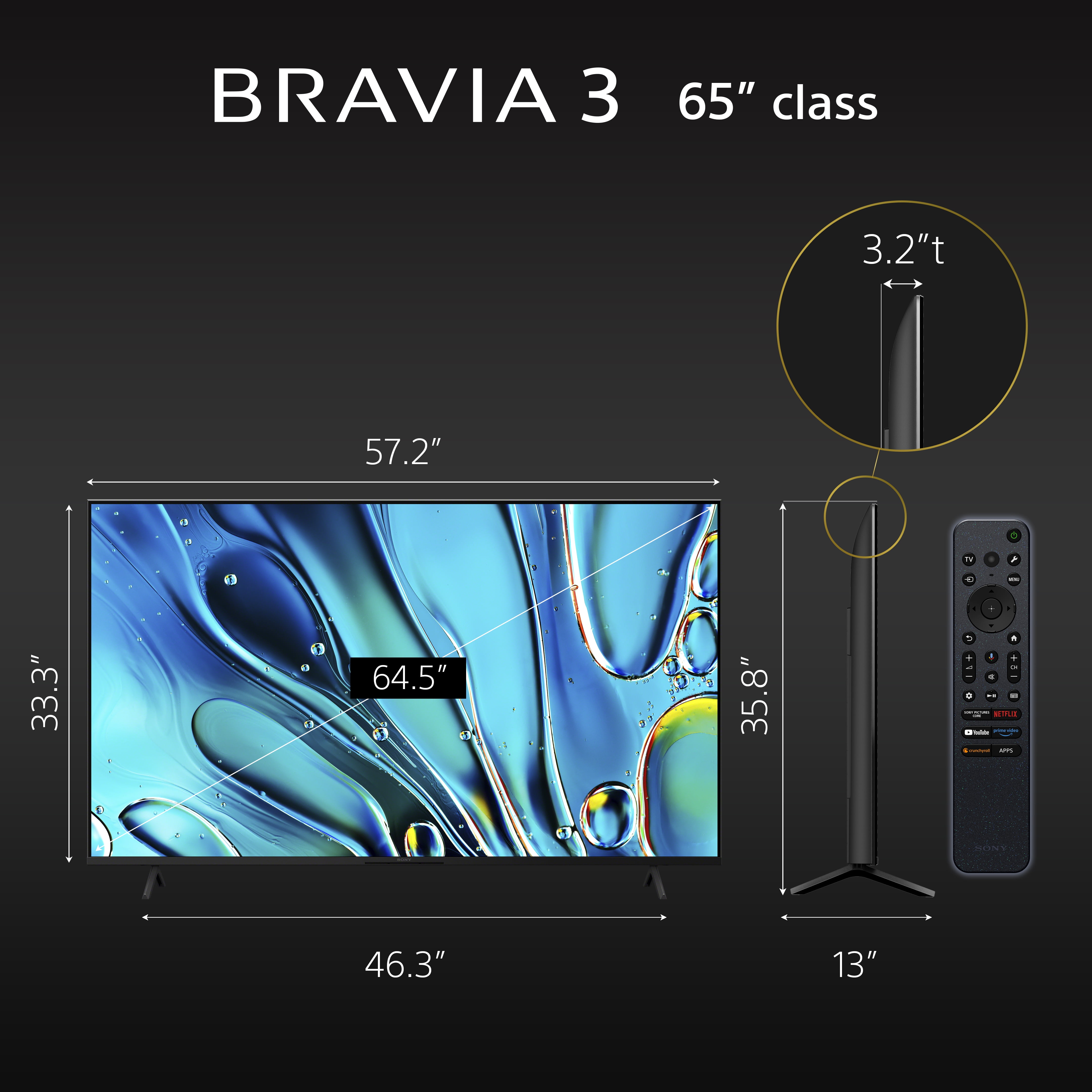Sony 65” Class BRAVIA 3 LED 4K HDR Smart Google TV K-65S30, 2024 Model - Image 9