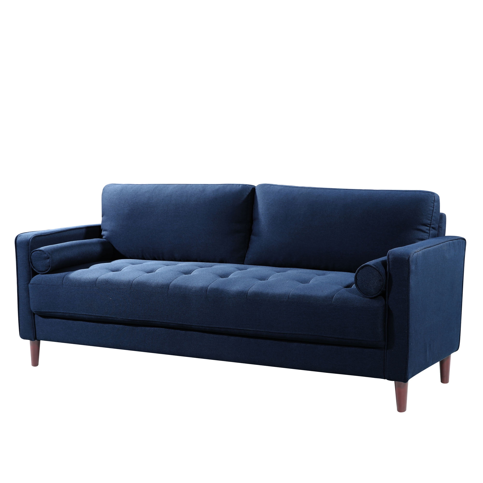 Studio Living Lorelei Mid-Century Modern Cushion Back Upholstered Sofa, Navy - Image 10