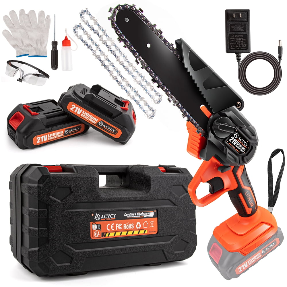 Zmoon 6 Inch Mini Chainsaw, Portable Electric Cordless Chainsaw Set with 2 21V 2000mAh Batteries 2 Chains, Handheld Power Chain Saws Pruning Saw for Patio and Garden - Image 3