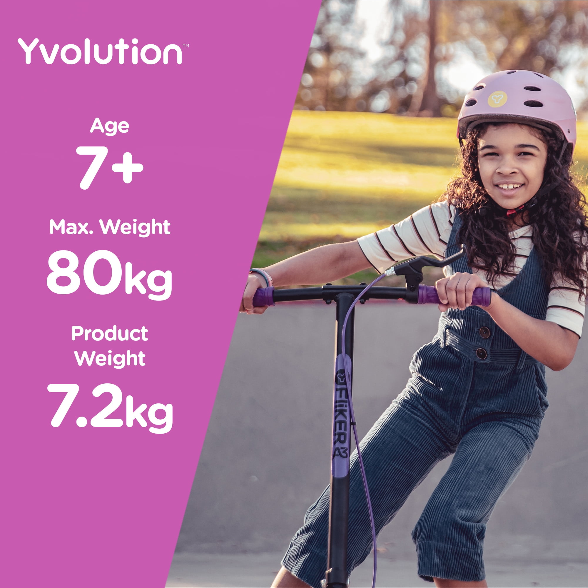 Yvolution Fliker Air A3 Kids 3 Wheels Drift Wiggle Scooter for Boys and Girls Ages 7+ Years (Purple) - Image 7