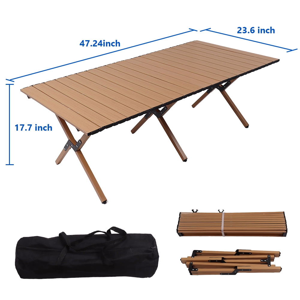 Folding Roll-Top Camping Table 47.2x23.6x17.7in Indoor Outdoor Portable Picnics Table Picnic Beach - Image 5