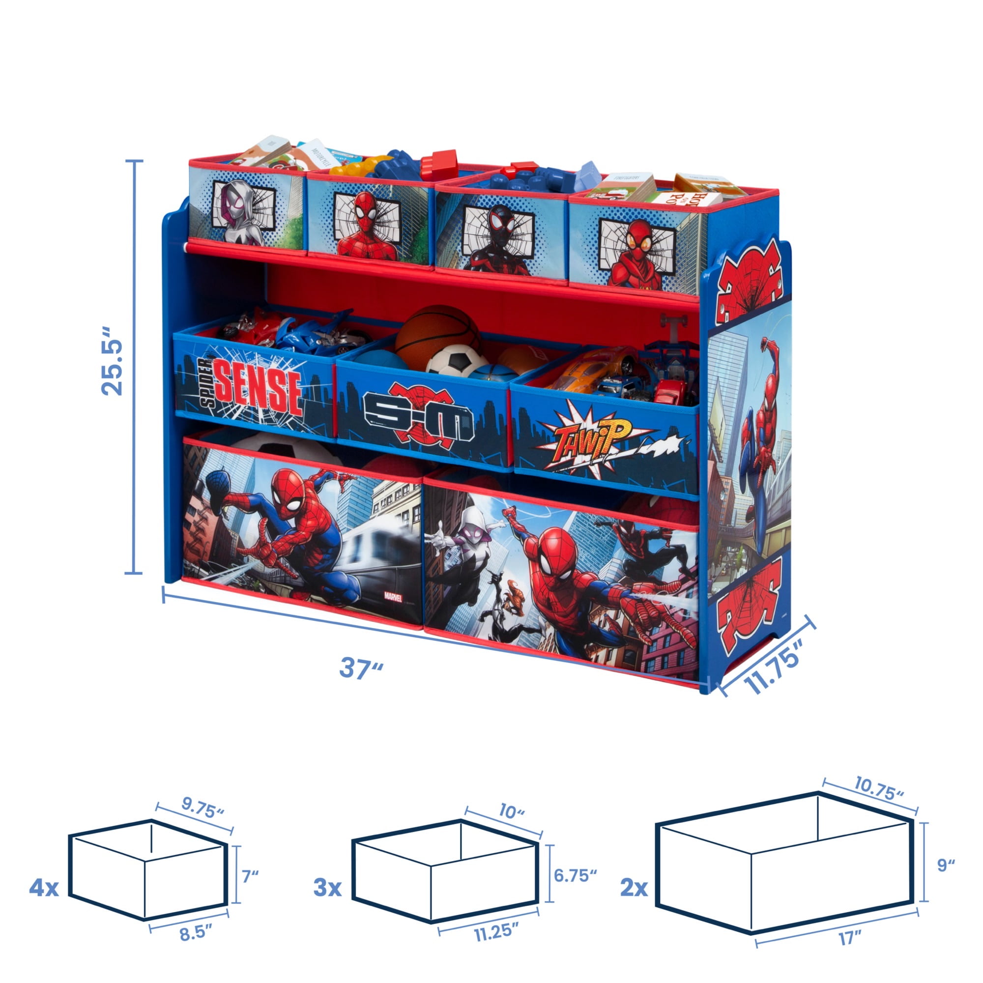 Marvel Spider-Man Deluxe 9 Bin Design and Store Toy Organizer by Delta Children - Image 5