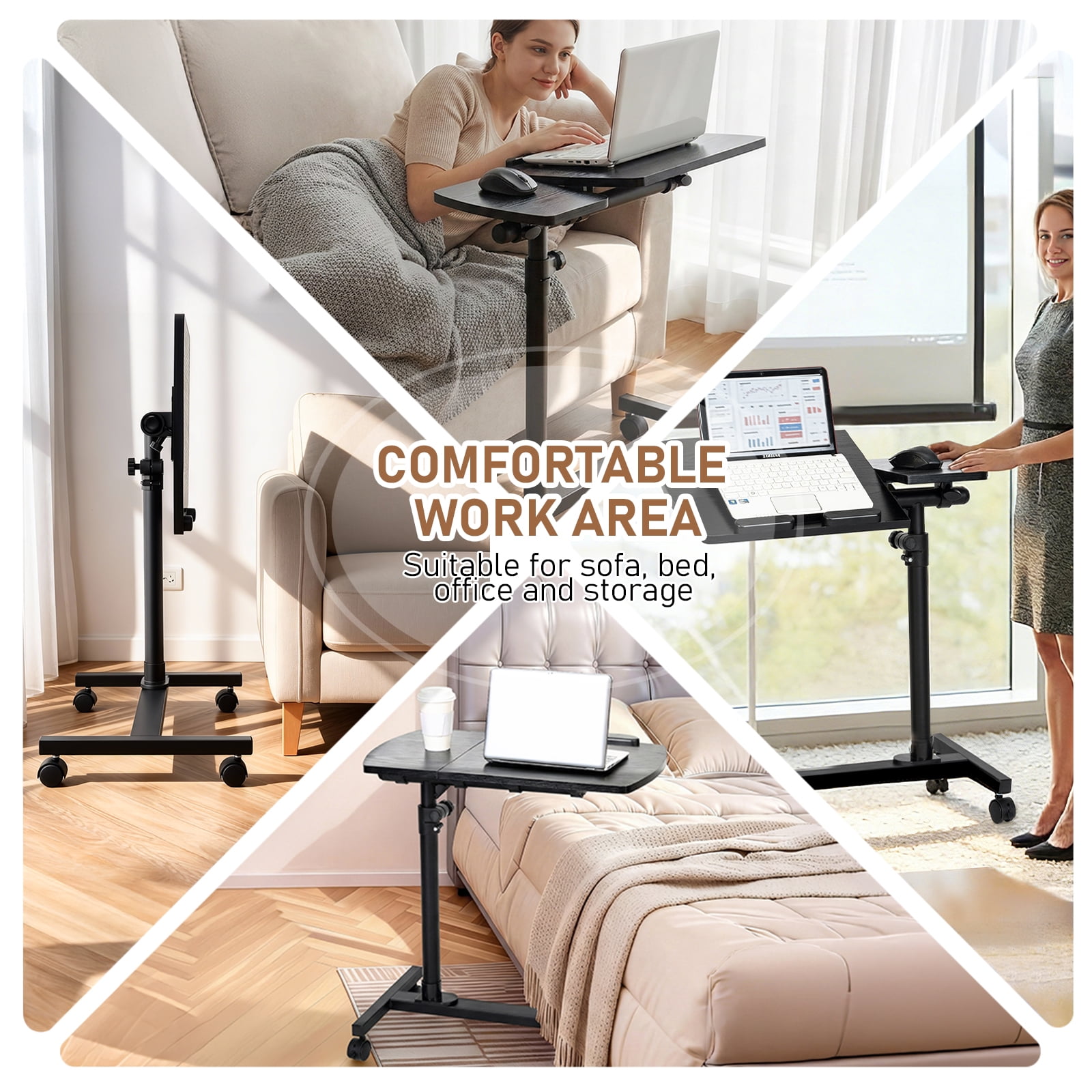 Ktaxon Laptop Desk Angle Height Adjustable Rolling Notebook Sofa Bed Tray Table Stand - Image 12