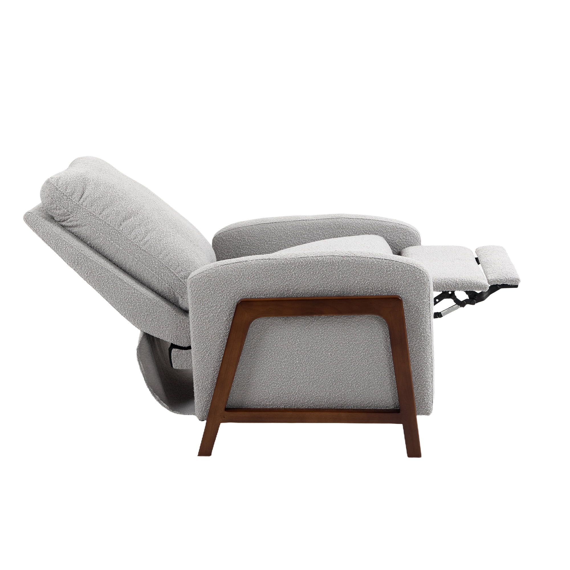Aukfa Manual Recliner Chair, Wooden Single Armchair for Living Room Bedroom, Boucle, Gray - Image 3