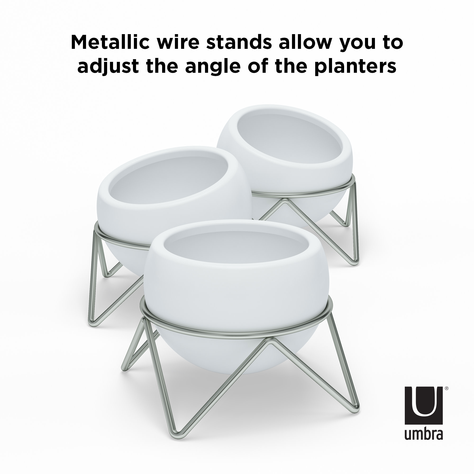 Umbra 6" x 6" x 5" Round White Ceramic Plant Planter (3 Pack) - Image 8