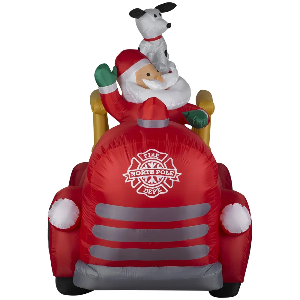 Gemmy Inflatable Santa Driving Fire Truck LED Lighted Yard Decoration - 61 in - Image 6
