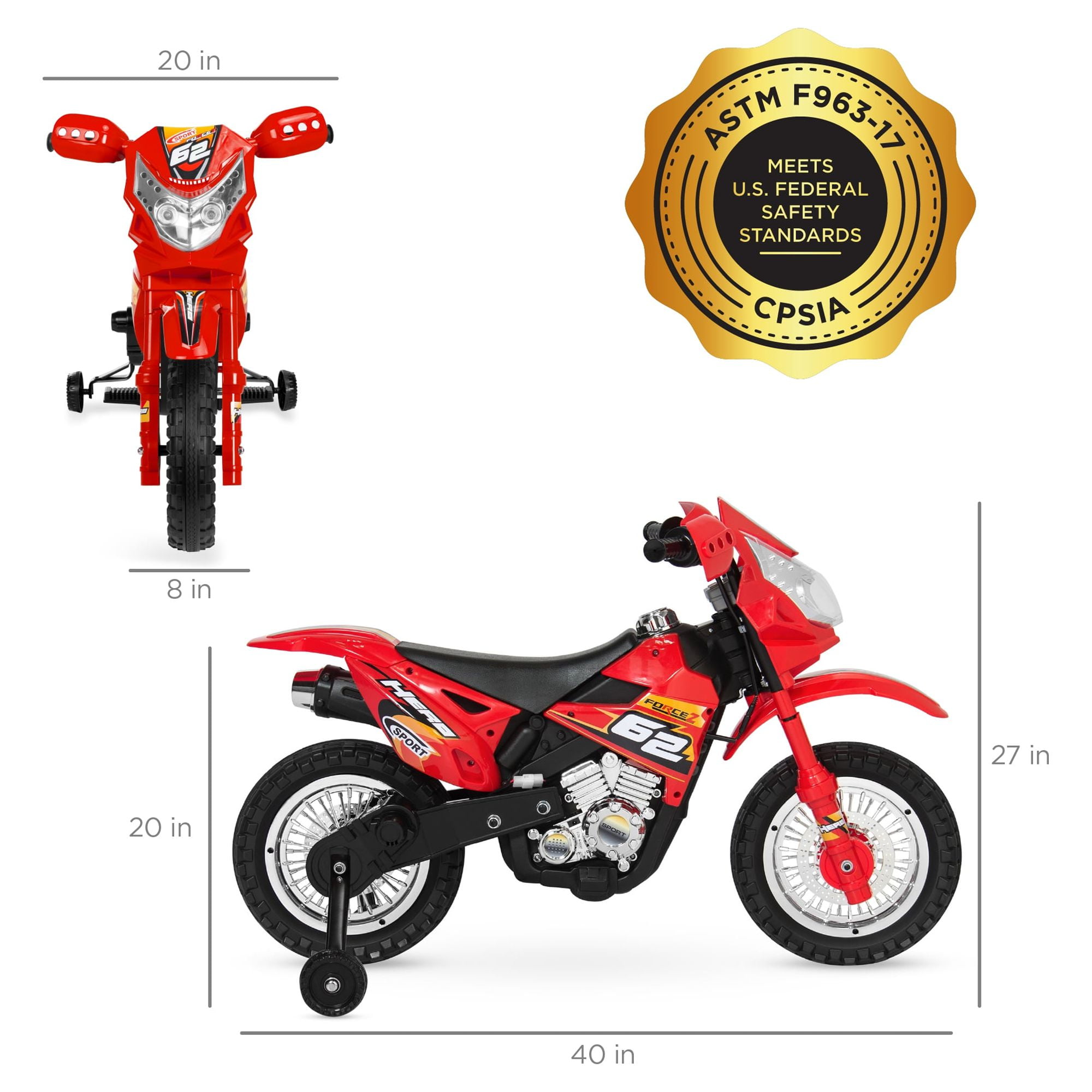 Best Choice Products 6V Kids Electric Battery Powered Ride On Motorcycle w/ Training Wheels, Lights, Music - Red - Image 5