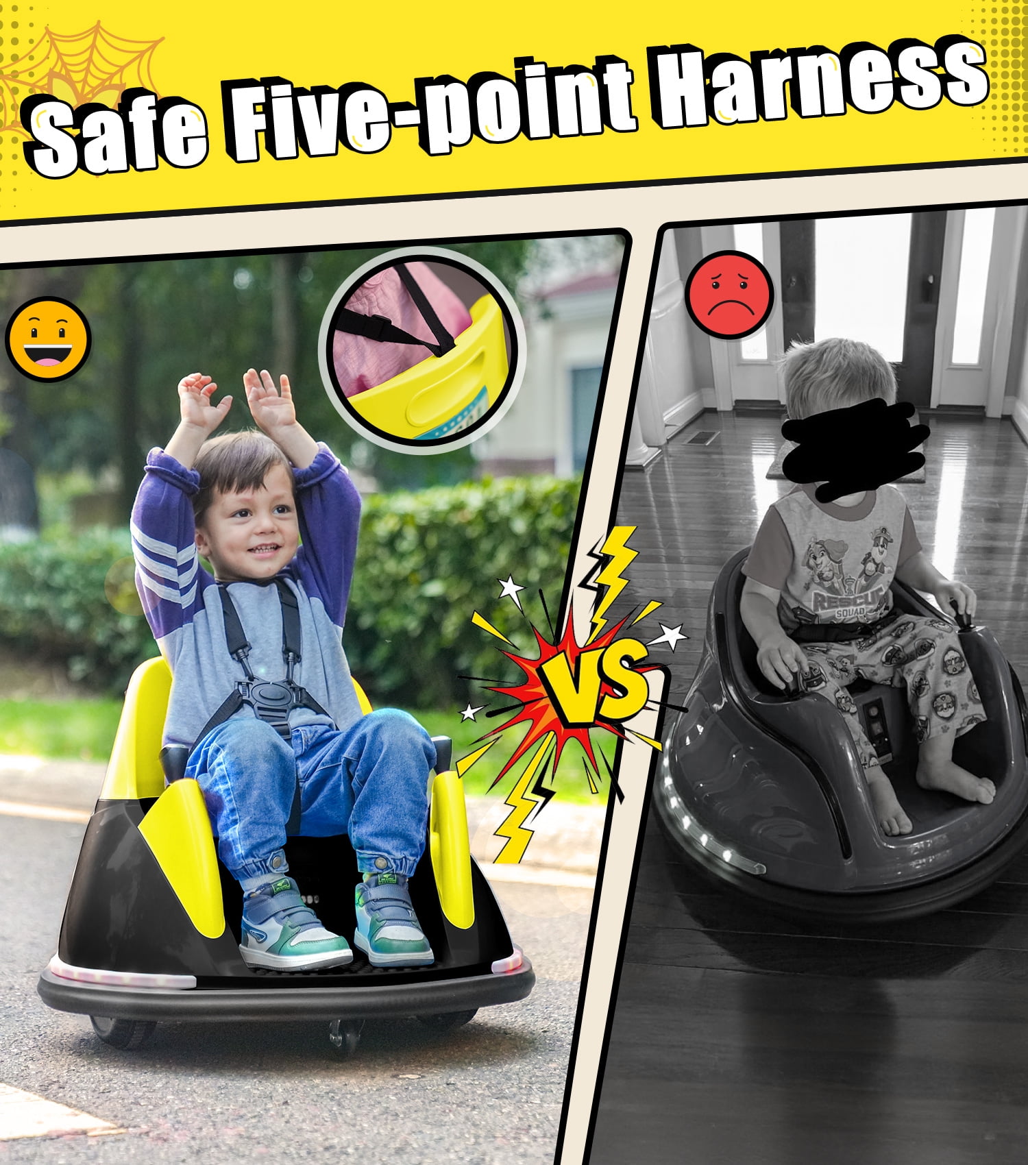 12V bumper car with remote control, Flashing lights, Music & DIY stickers for kids & toddlers - Image 8