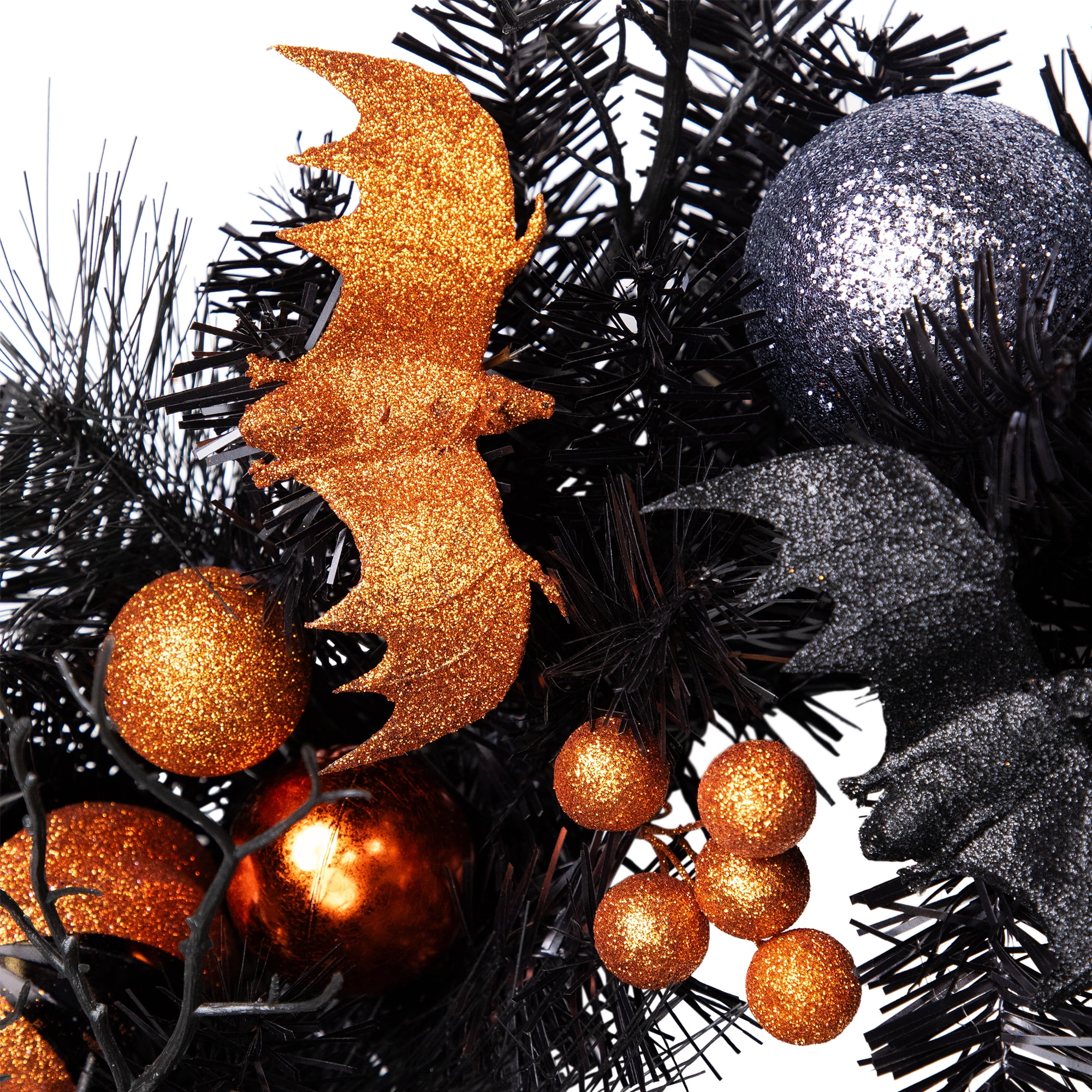 Northlight Ornaments and Ghost Halloween Twig Pine Wreath - 24" - Orange and Black - Unlit - Image 10