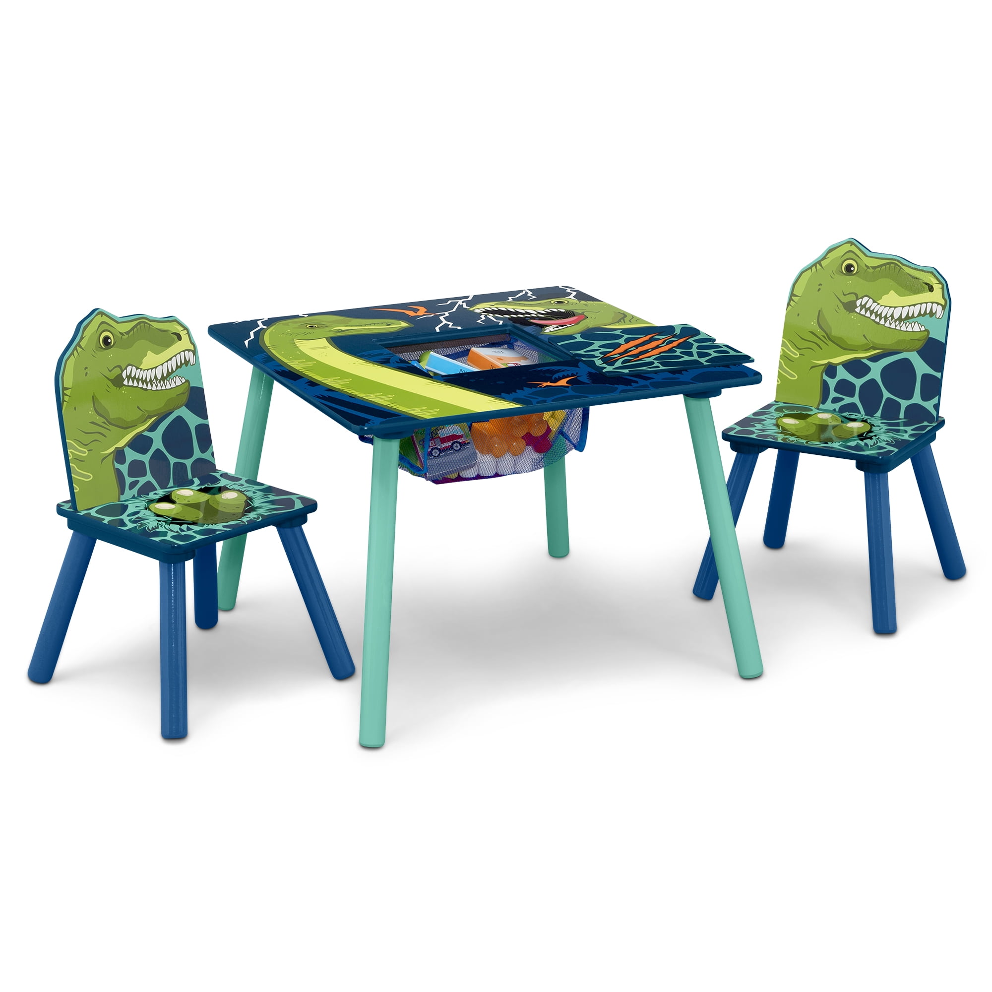 Delta Children Dinosaur Table and Chair Set With Storage (2 Chairs Included) - Greenguard Gold Certified, Blue/Green - Image 6