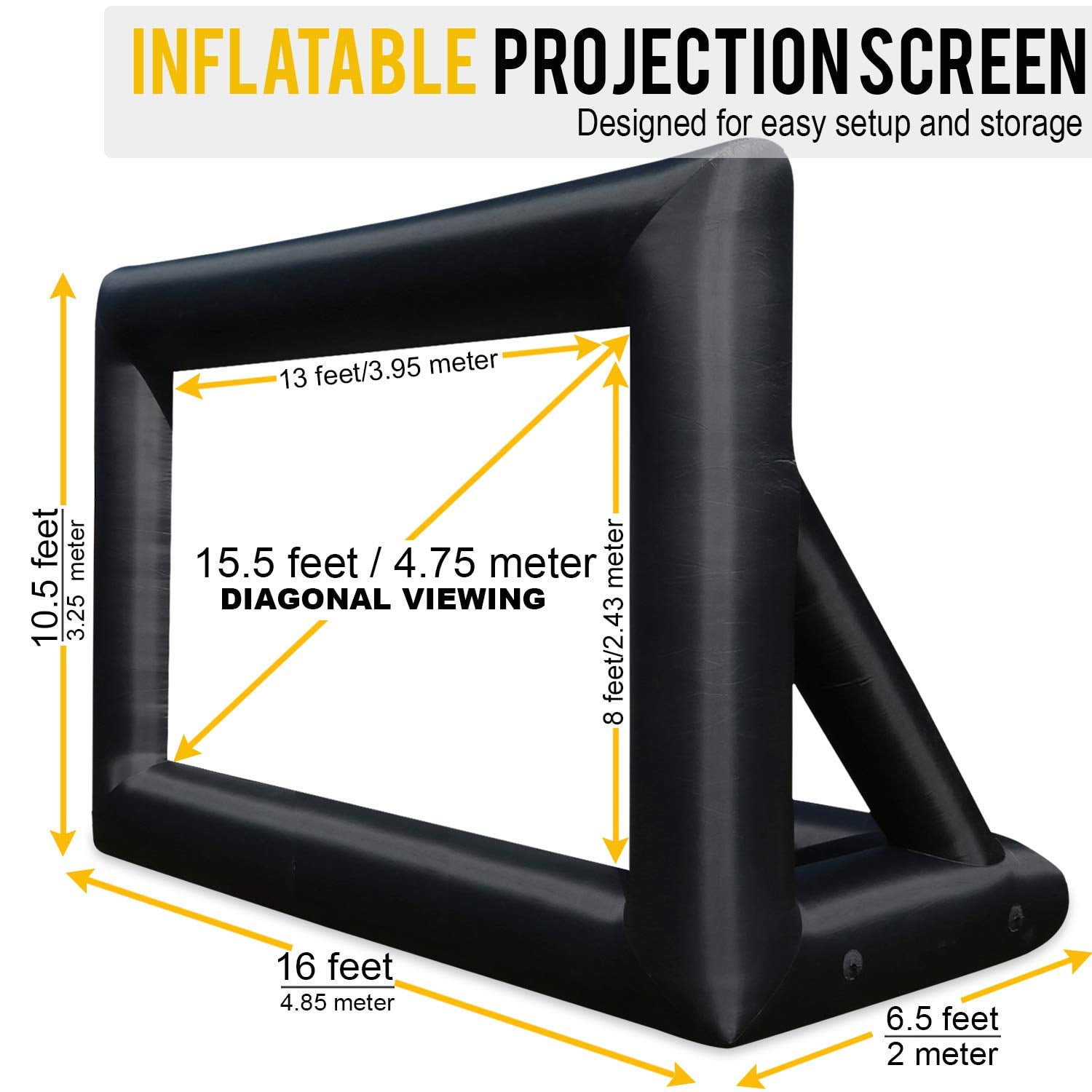 20 Feet Blow Up Projector Screen Outdoor Movie Home Theater Screen - Includes Inflation Fan, Tie-Downs and Storage Bag - Image 3