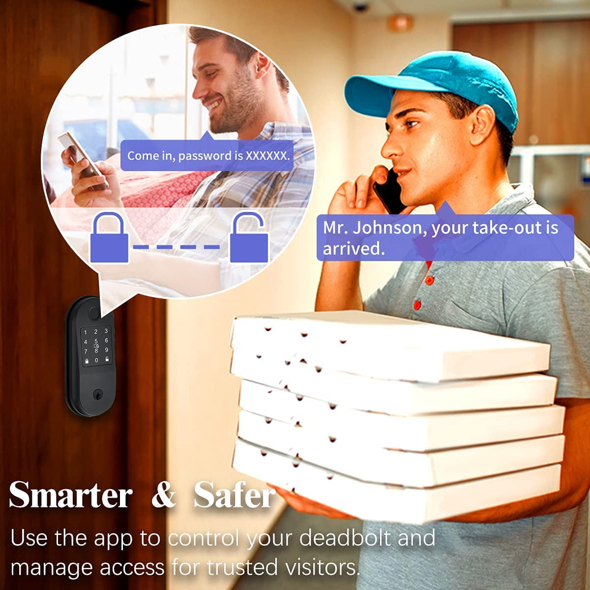 {Smart Deadbolt, Electronic Door Lock with Keypad}, Auto Lock for Home, Office, Hotel, Front/Exterior Door,Fingerprint Digital Smart Door Lock ,Keyless Deadbolt Works with App/Bluetooth - Image 6