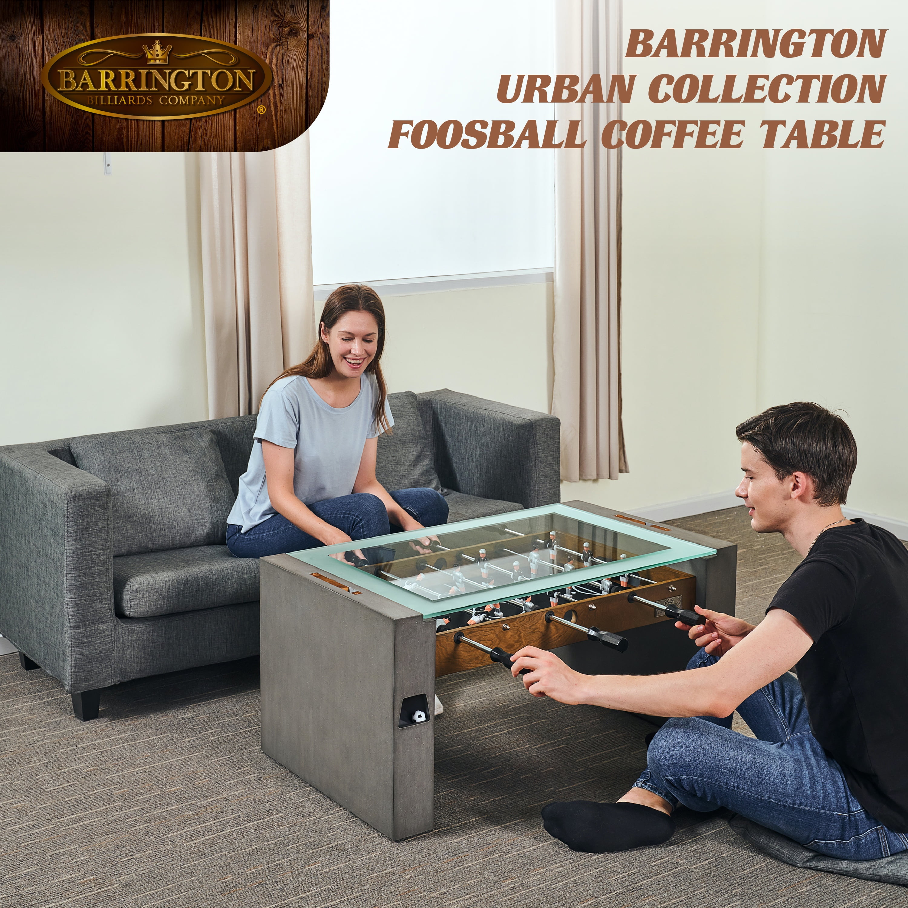 40" Urban Foosball Coffee Table with Tempered Glass, Soccer, Accessories Included by Barrington Billiards - Image 9