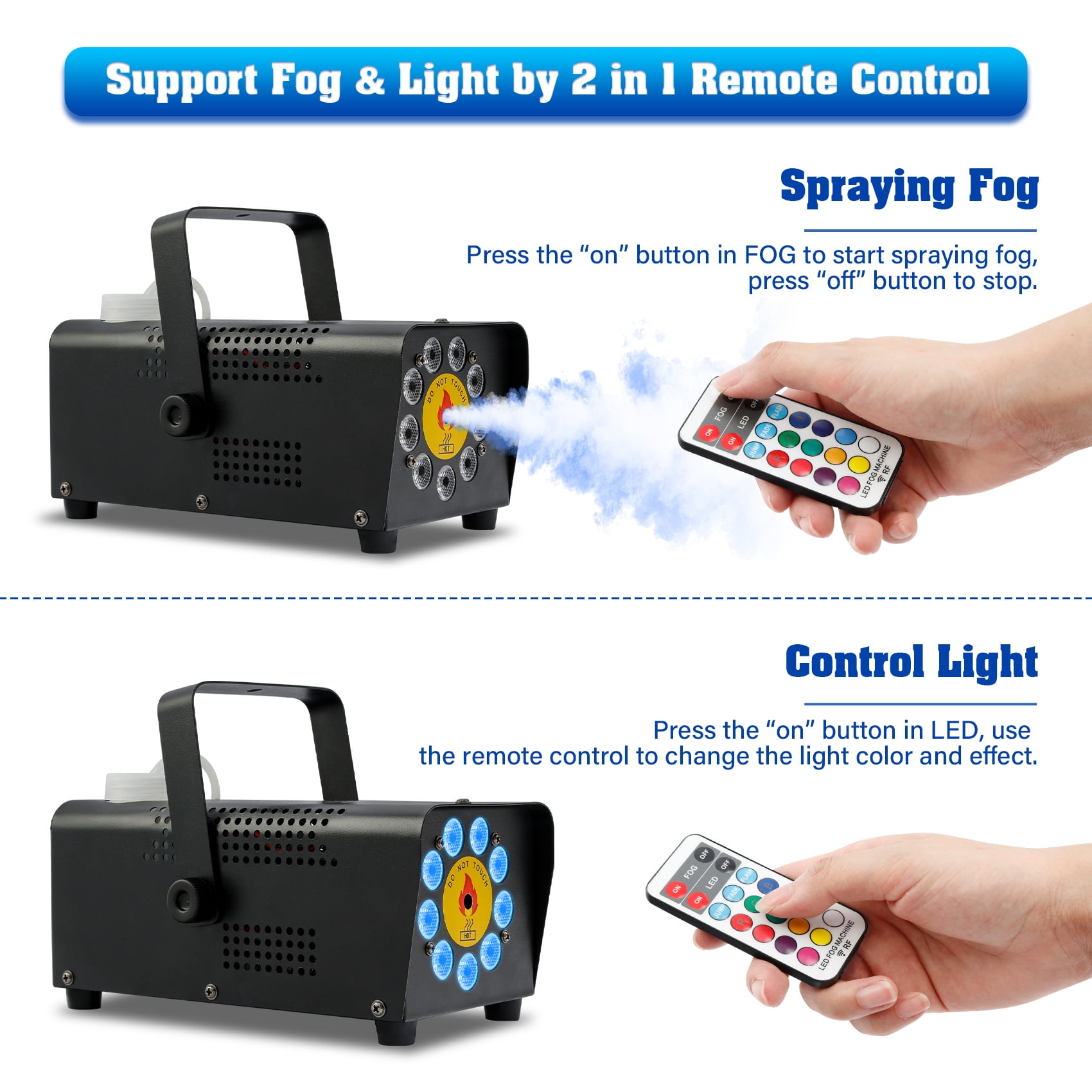 TCFUNDY 500W Fog Machine w/ LED RGB 9IN1 Fogger Smoke Maker with Wireless Remote Controller - Image 6