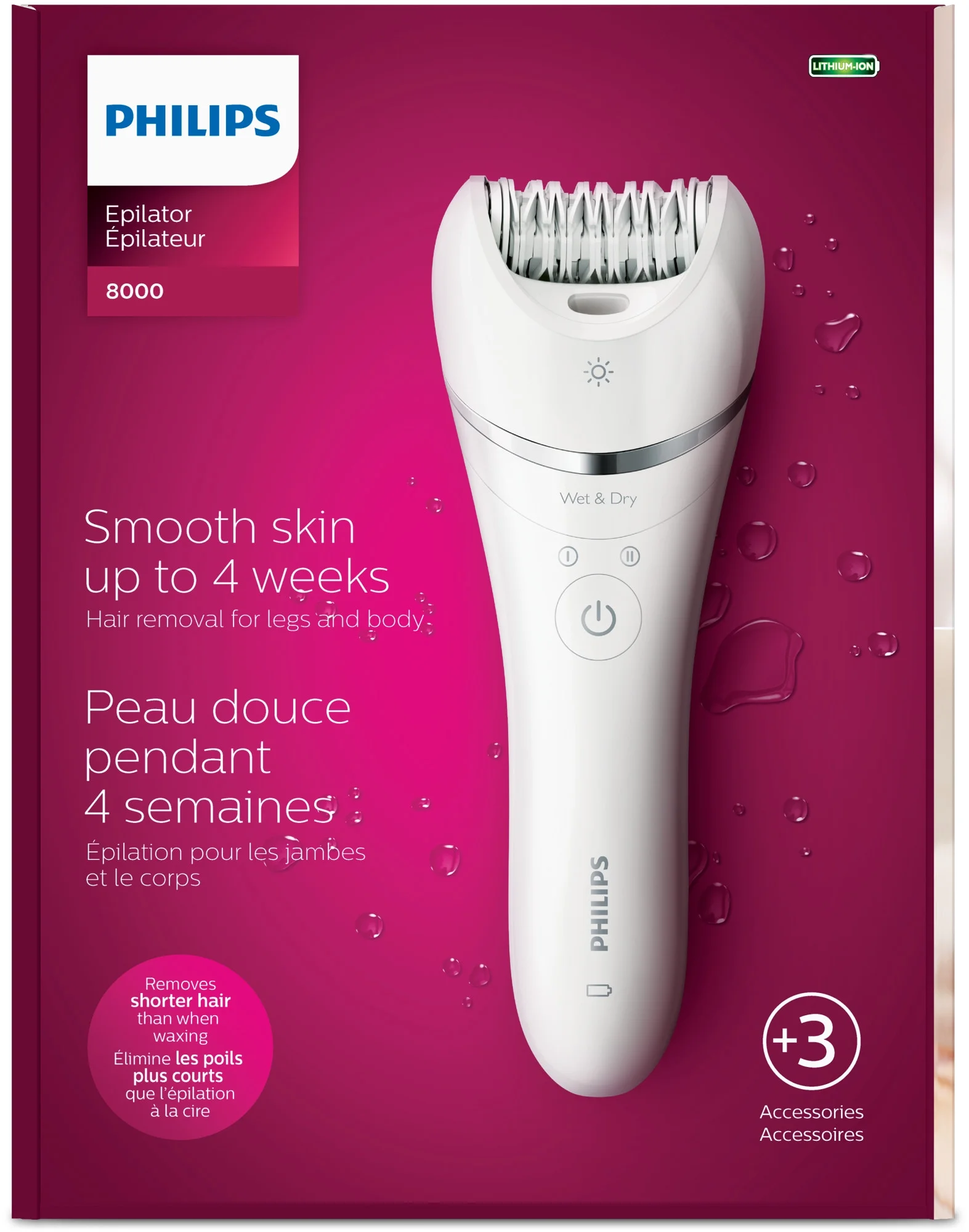 Philips Epilator Series 8000 For Women, with 3 Accessories, BRE700/04 - Image 9