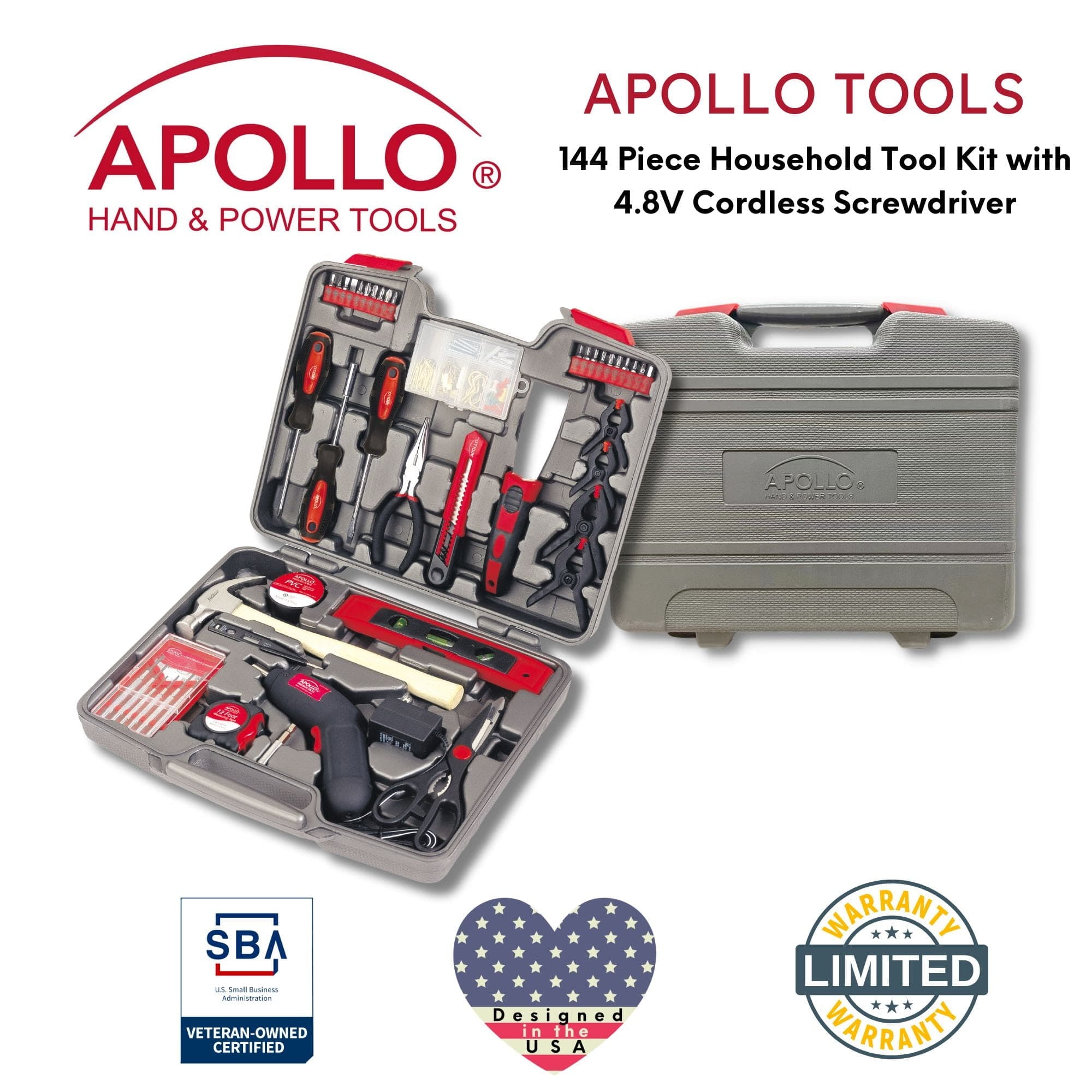 144 Piece Household Tool Kit with 4.8V Cordless Screwdriver - DT8422 - Image 8