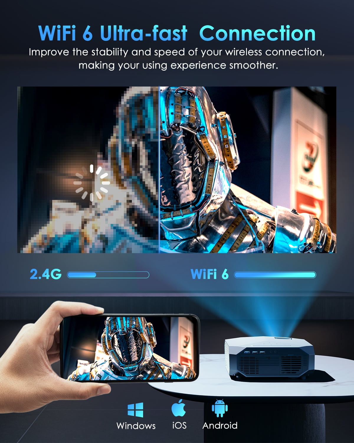 Hewcham 5G WiFi Bluetooth Projector, 22000LM Full HD Movie Projector with LCD Technology & Keystone - Image 7