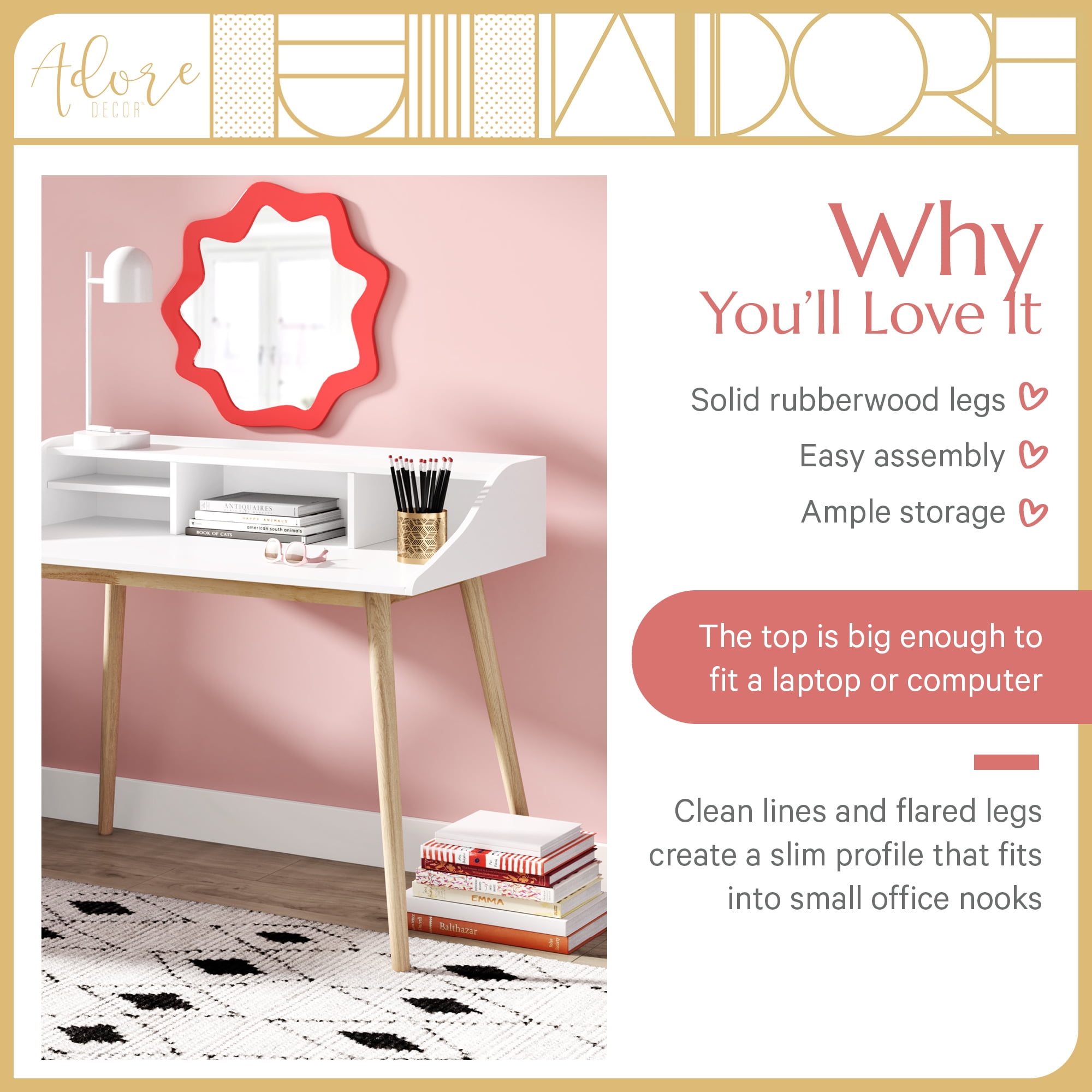 Adore Decor Alton Desk White - Image 4