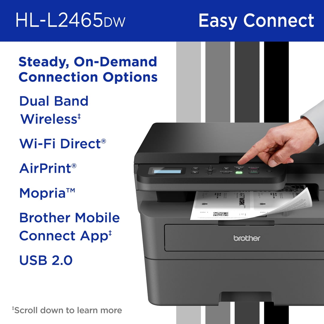 Brother Wireless HL-L2465DW Compact Monochrome Multi-Function Laser Printer with Print, Copy and Scan, Duplex and Mobile Printing - Image 12