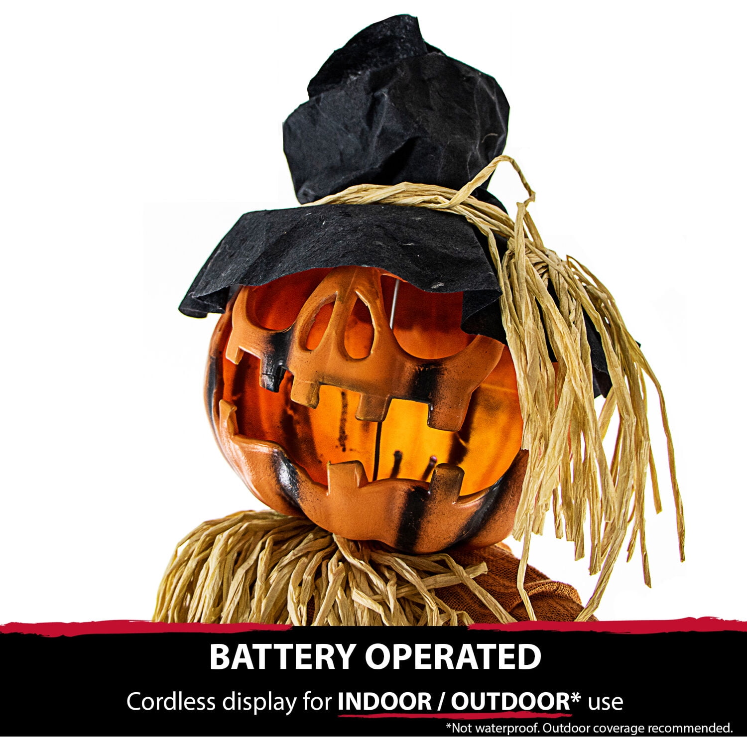 Haunted Hill Farm 6 ft Animatronic Pumpkin Scarecrow Indoor/Covered Outdoor Halloween Decoration, HHPUM-1FLSA - Image 10