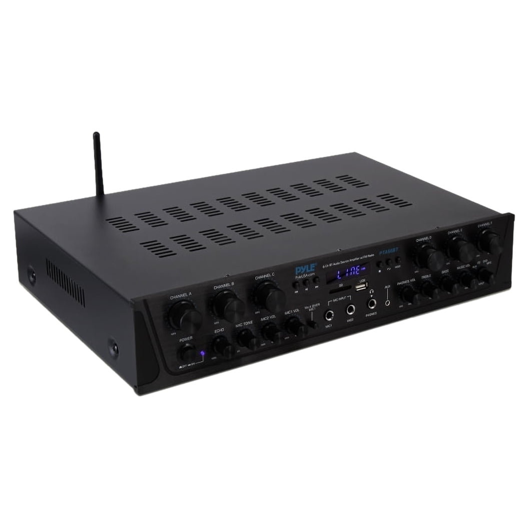 Pyle 600 Watt 6 Channel Bluetooth Amplifier Stereo Receiver w/ Remote Control PTA66BT - Image 4
