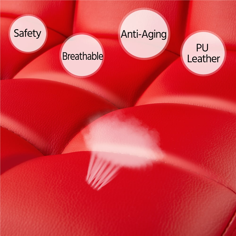 Alden Design Modern Adjustable Counter Height Bar Stools with Backrest, Set of 2, Red - Image 12