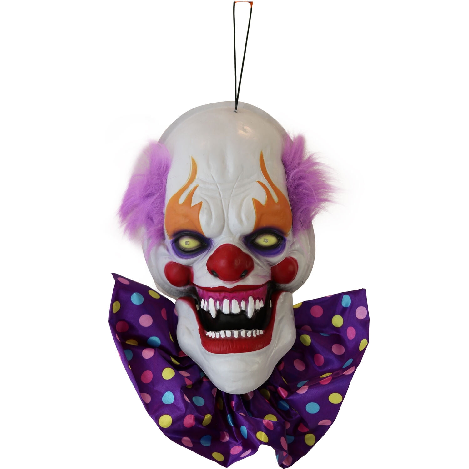 Haunted Hill Farm 20-In. Hanging Talking Clown Head, Touch-Activated with Voice Greetings, Halloween animatronic outdoor, HHDHCLOWN-3LSA - Image 8