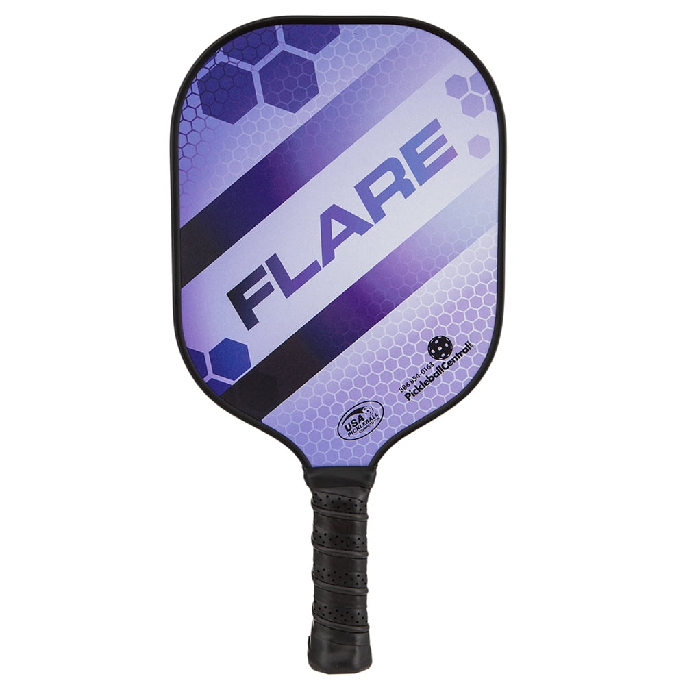 PIckleballCentral Rally Flare Graphite Pickleball Paddle 2 Player Pack Graphite Hybrid Composite Face 7oz Green/Purple - Image 3