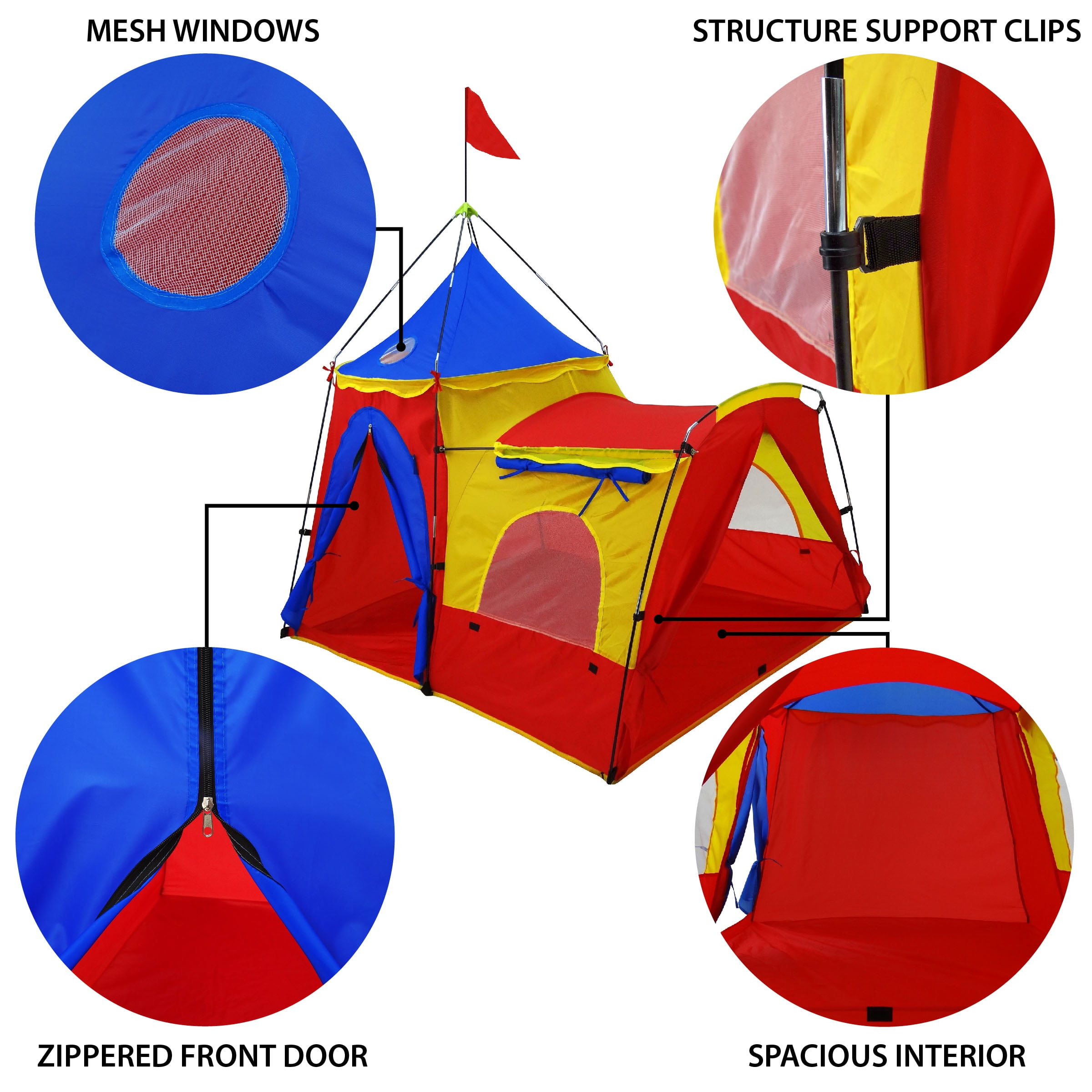 GigaTent 2 Doors 2 Windows 2 Skylights Knights Tower Polyester Play Tent, Multi-color - Image 6