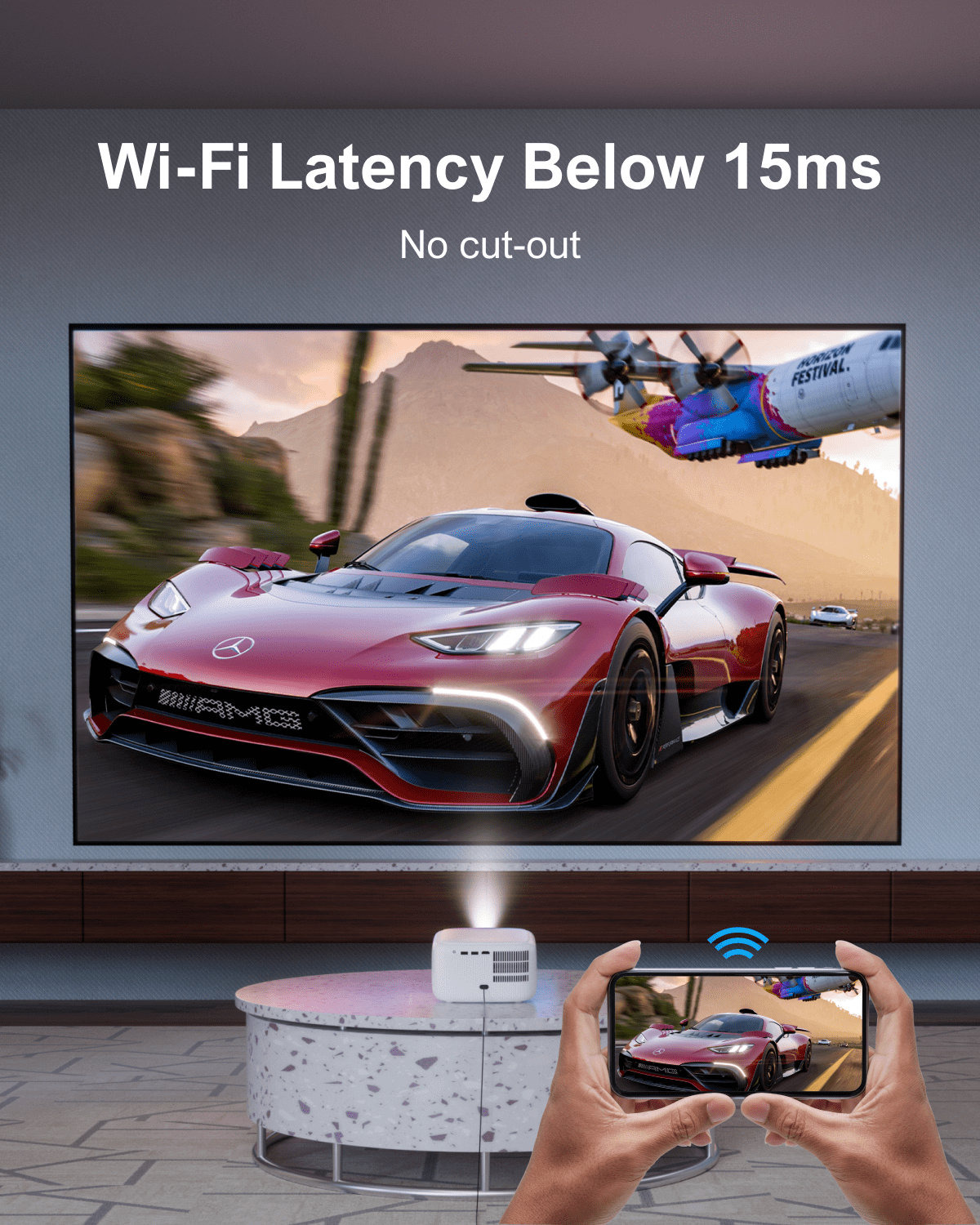 ULTIMEA Mini Projector, 300 ANSI Lumens, 5G WiFi & Bluetooth, 1080P Home Theater, Electric Focus, 150" Display, Portable Home Theater with Built-in Speakers, HDMI/USB/AV Compatible, Apollo P10 - Image 7