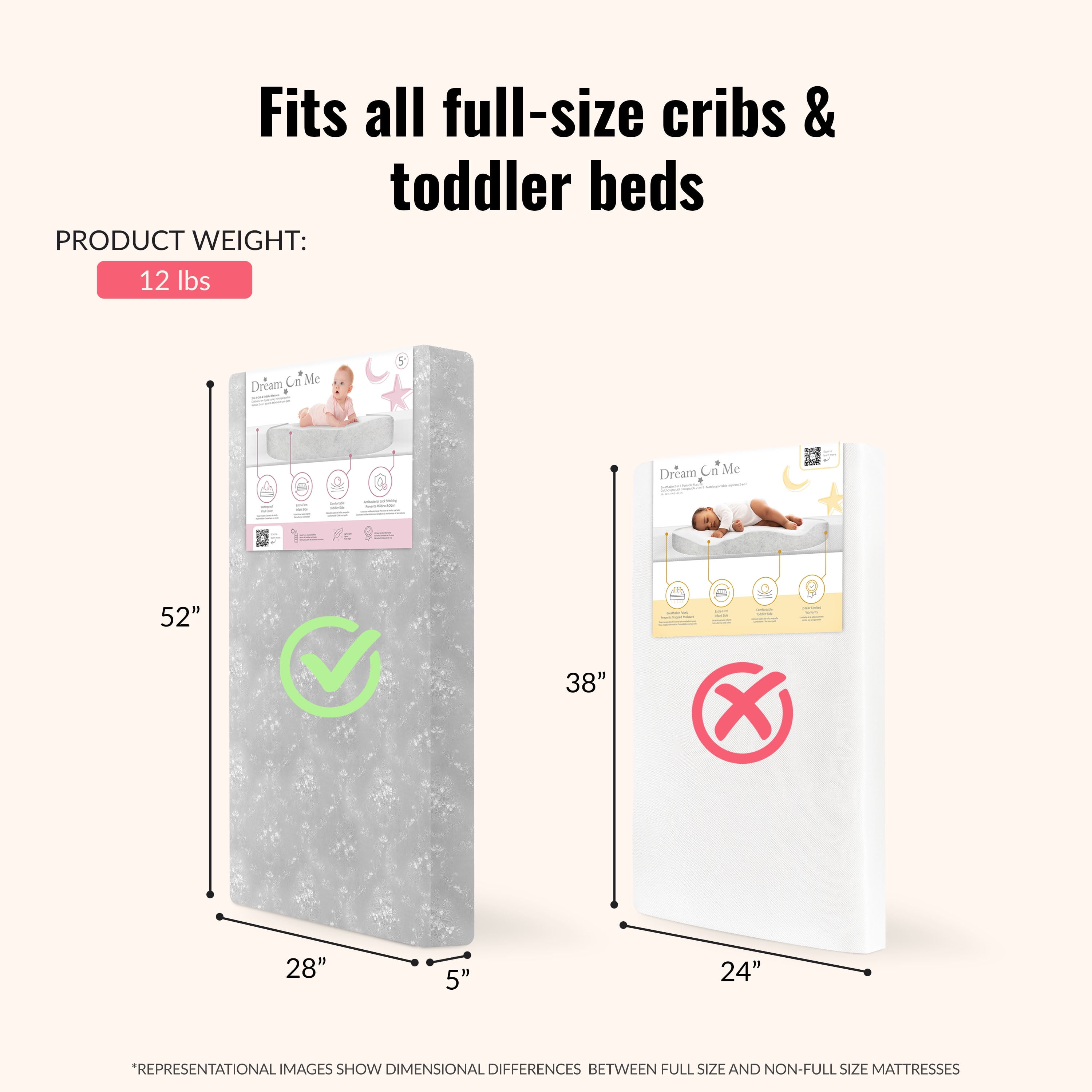 Dream on Me Snooze Crib & Toddler Mattress, Extra Firm Thermo-Bonded Core, Greenguard Gold Certified - Image 4