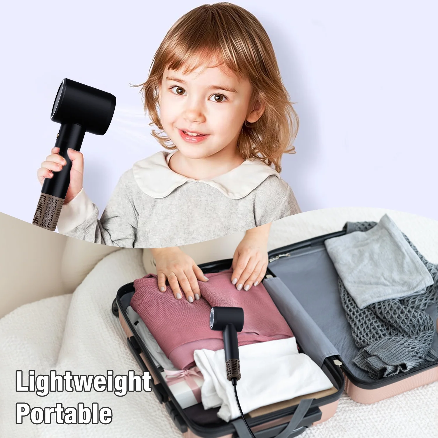 Vinci High Speed Hair Dryer, 120,000 RPM Brushless Motor for Fast Drying, 1300W Low Noise Negative Ionic Blow Dryer for Home Travel with Magnetic Nozzle and Magnetic Wall Mount Bracket-Black - Image 5