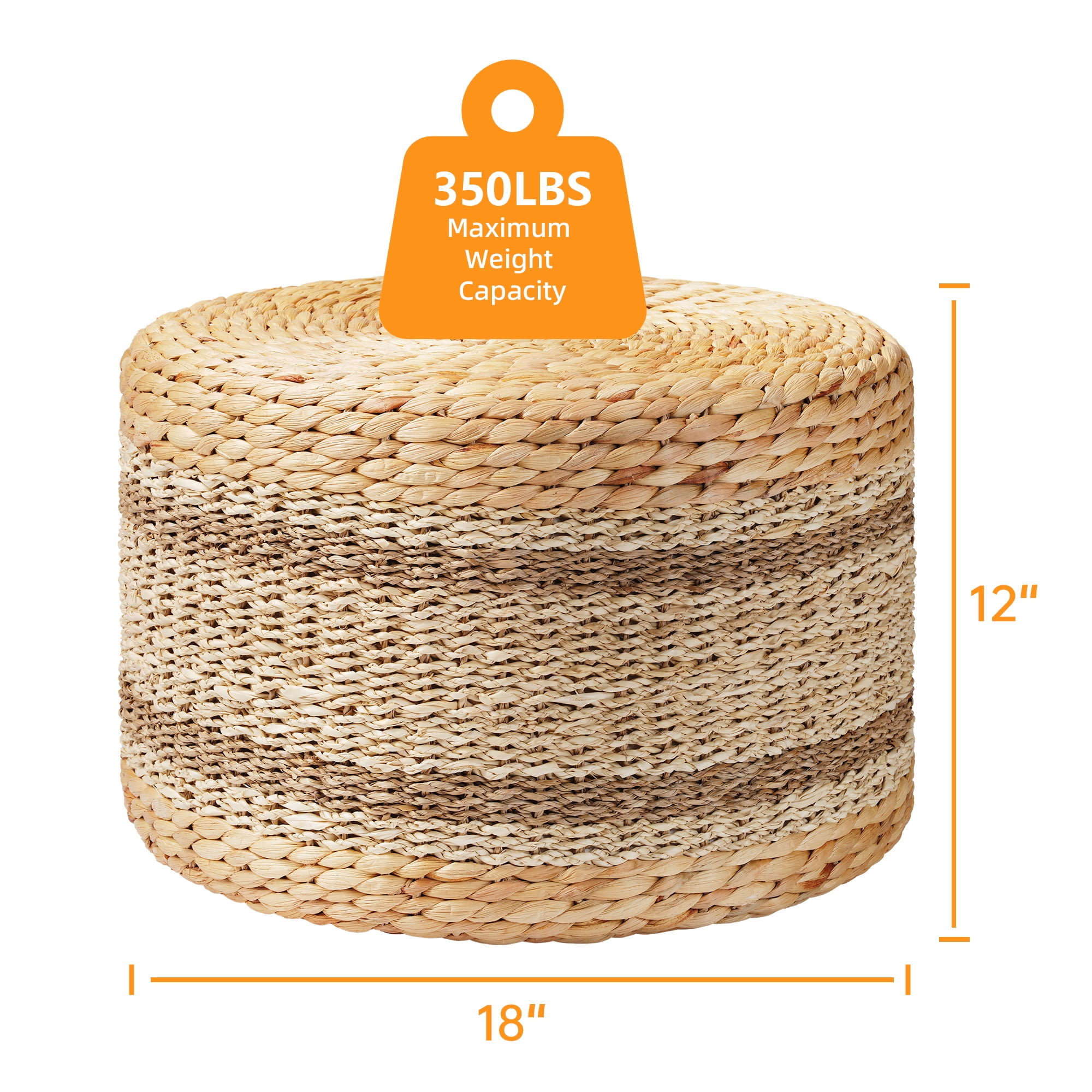 TrumanPick Seagrass Pouf Ottoman 18"x12", Accent Boho Footstool for Indoor Outdoor, Natural - Image 5